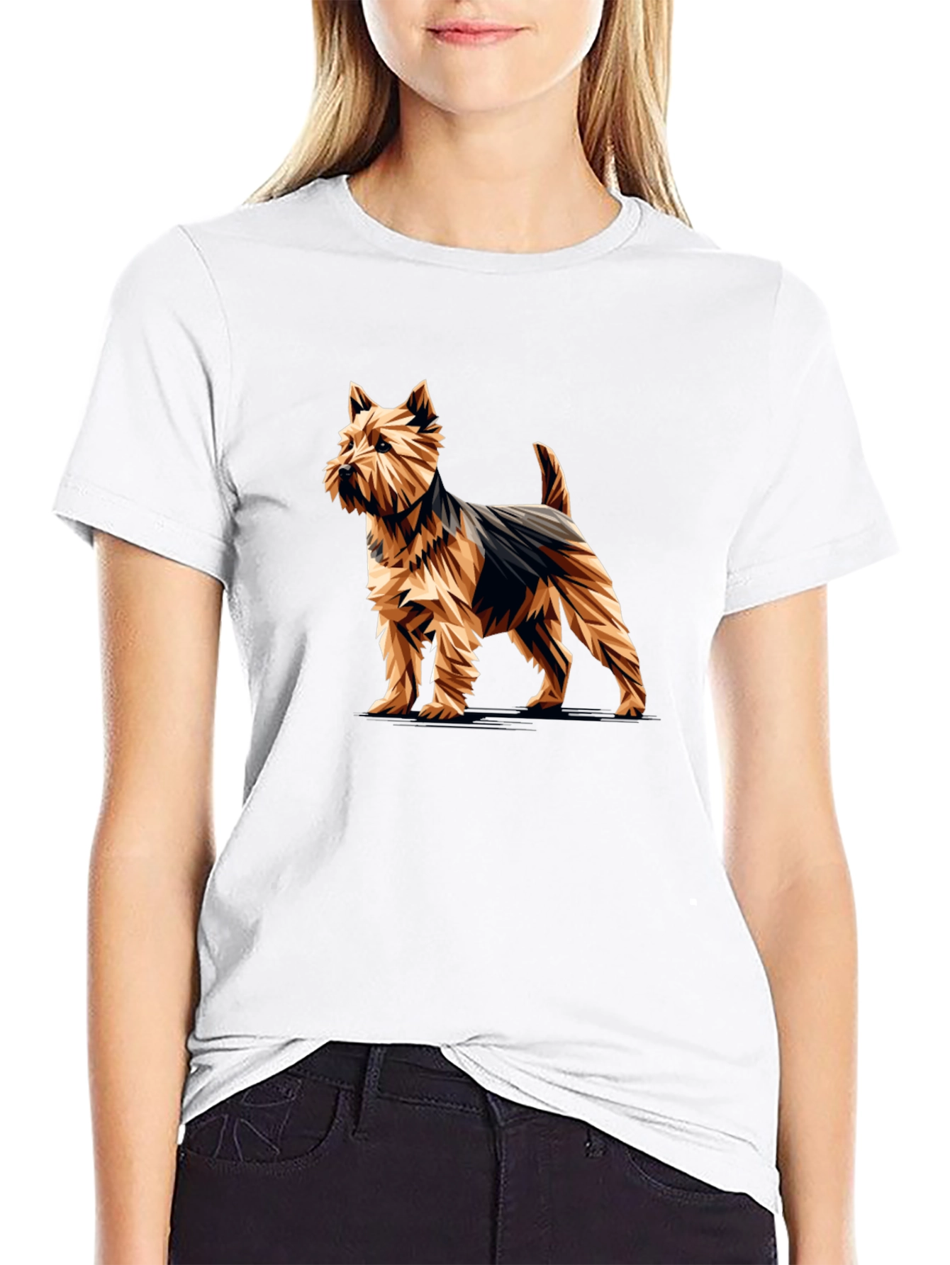 Stylish Black T-Shirt with Yorkshire Terrier Graphic