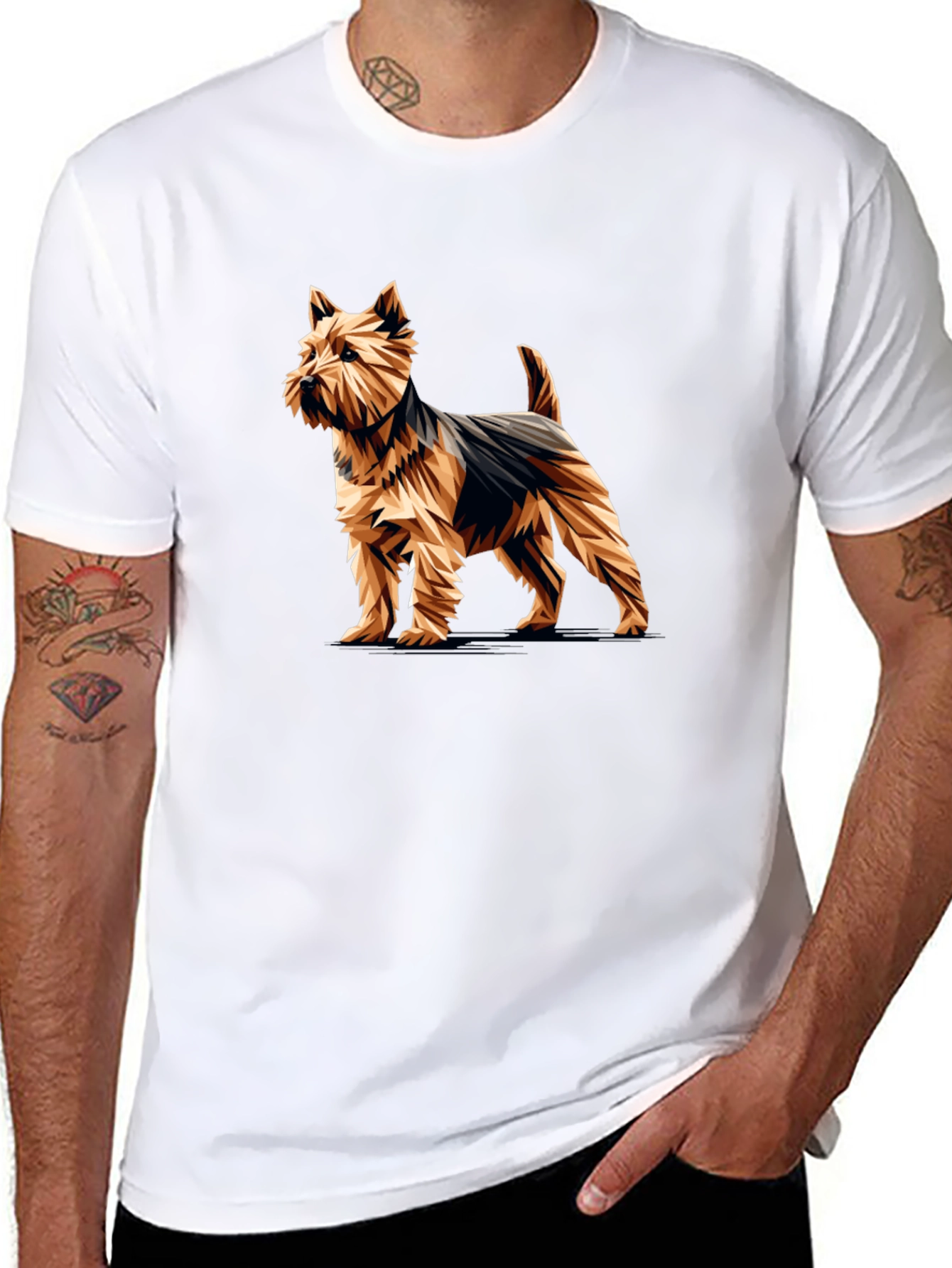 Stylish Black T-Shirt with Yorkshire Terrier Graphic