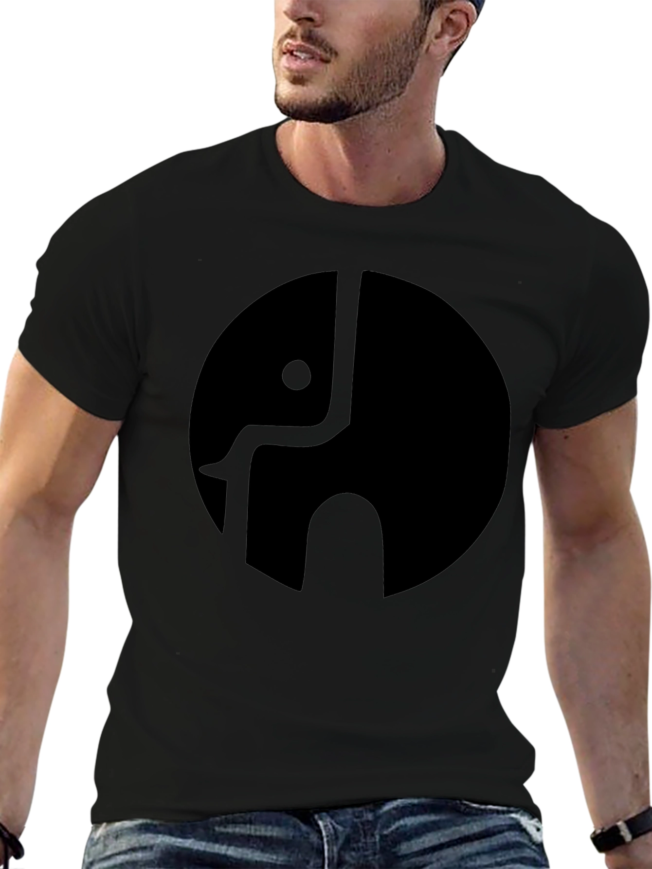 Elephant Logo Black T-Shirt - Modern Graphic Tee