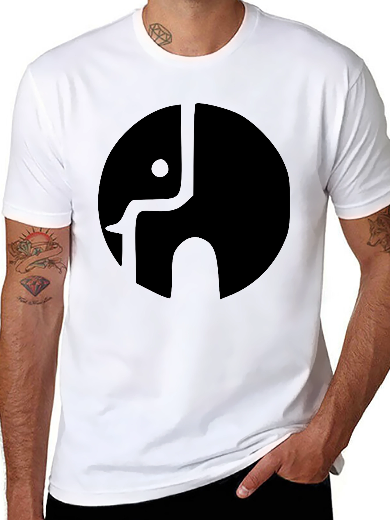 Elephant Logo Black T-Shirt - Modern Graphic Tee