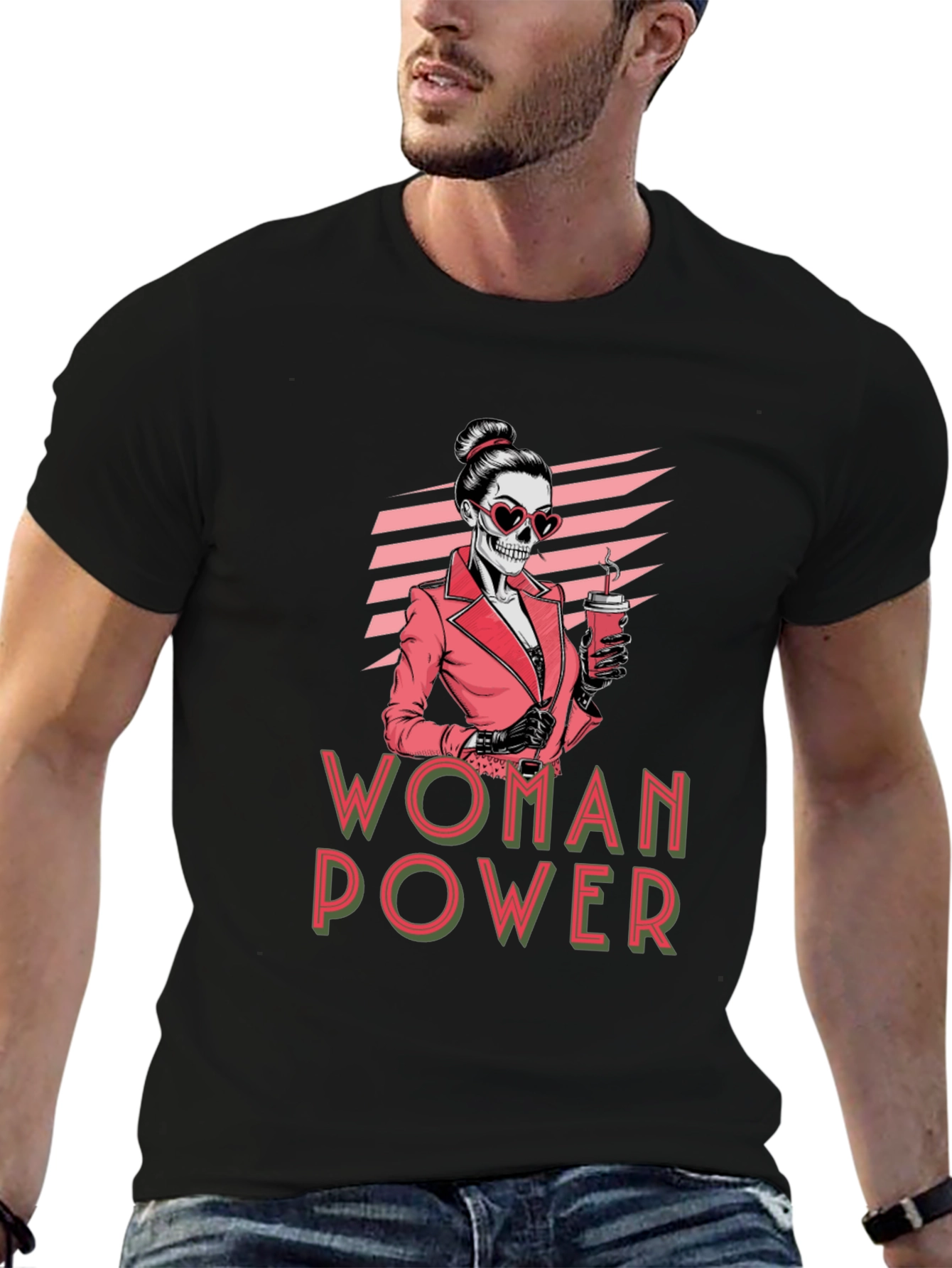 Woman Power Skeleton Graphic T-Shirt