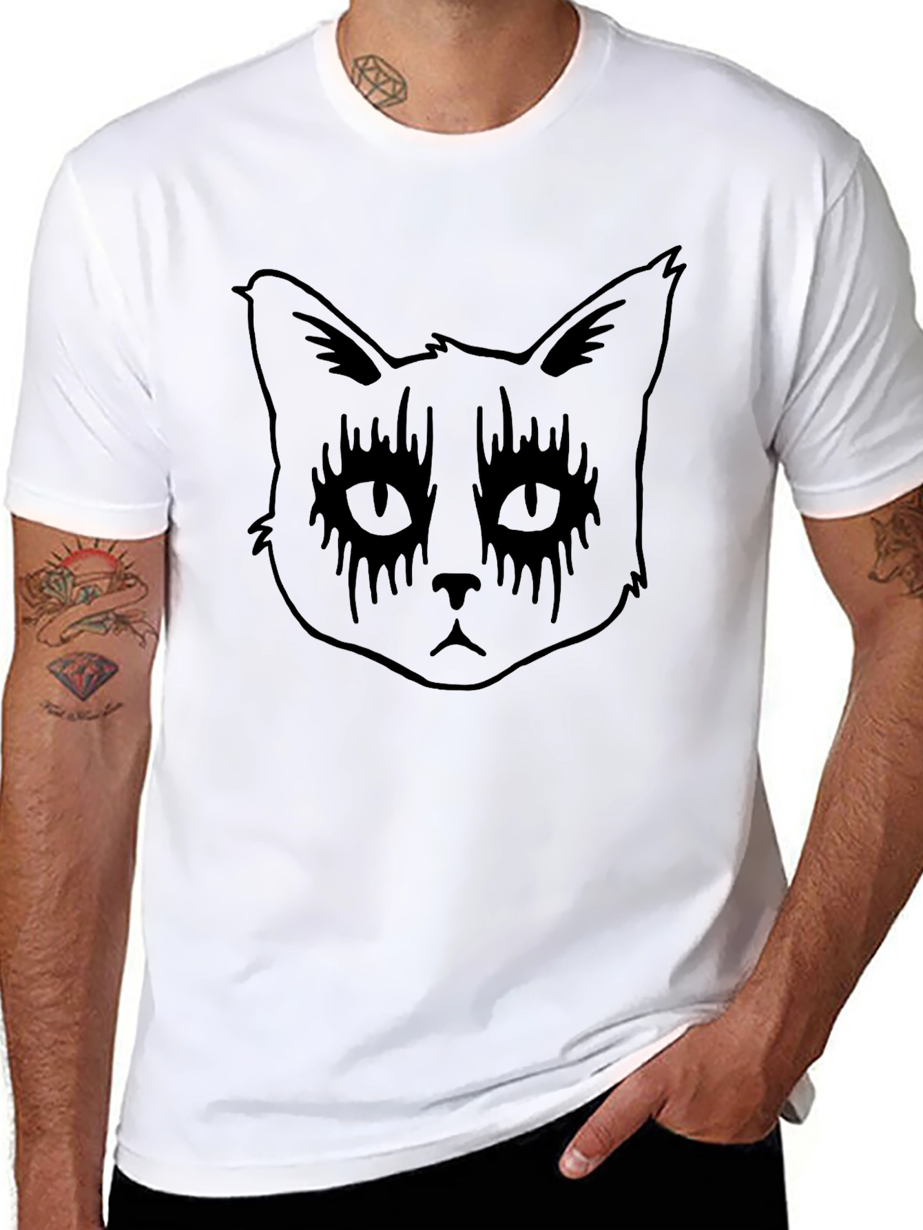 Goth Cat T-Shirt - Black Cat Graphic Tee