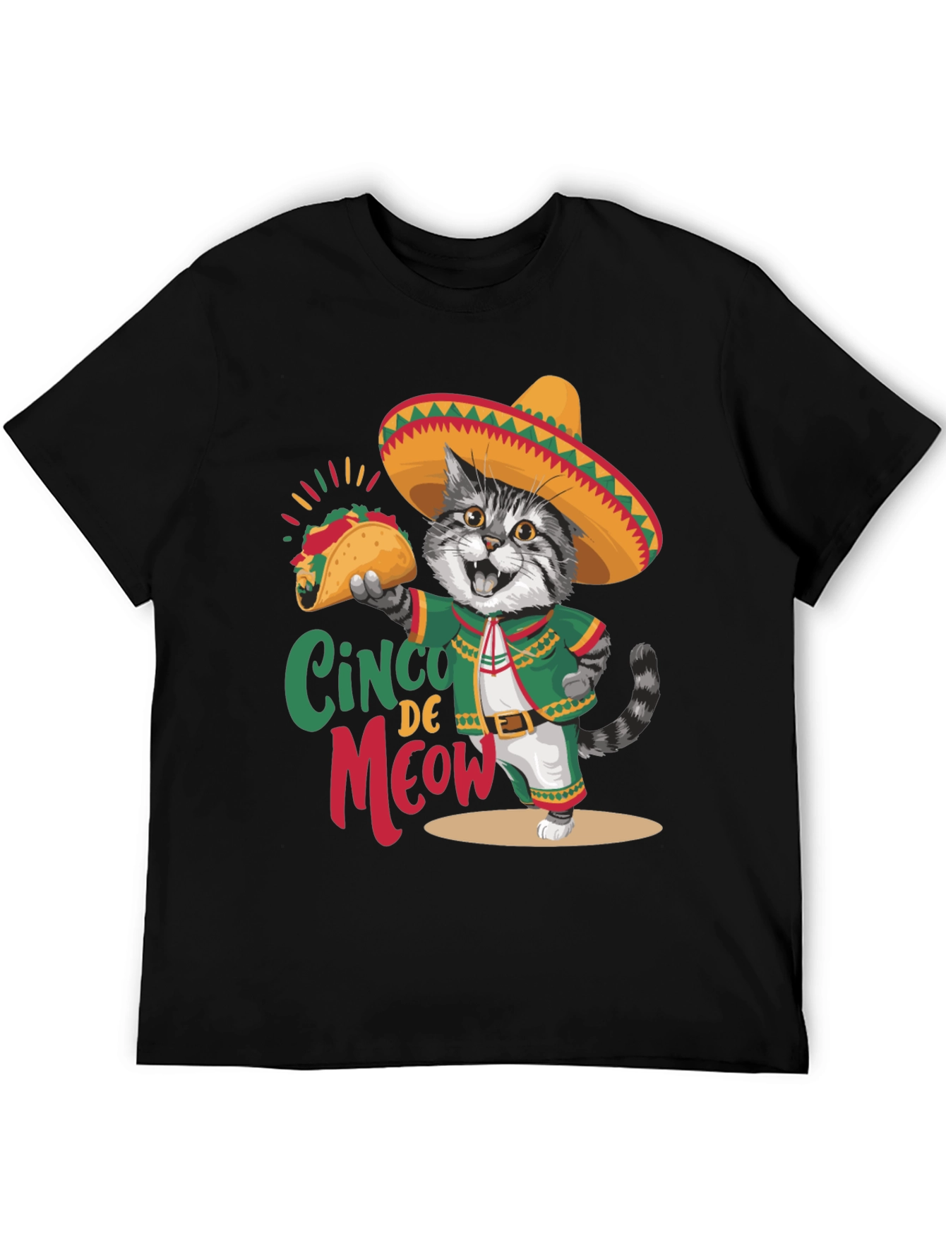 Cinco de Meow T-Shirt - Cat with Taco!