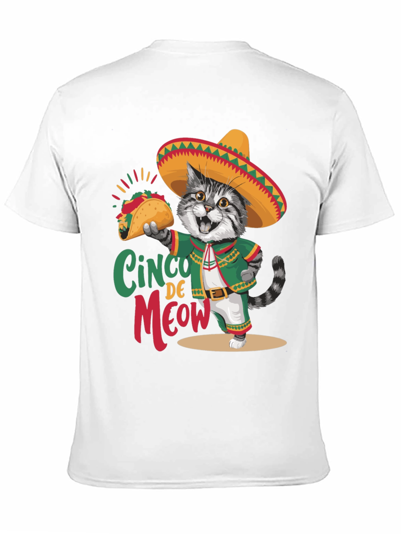 Cinco de Meow T-Shirt - Cat with Taco!
