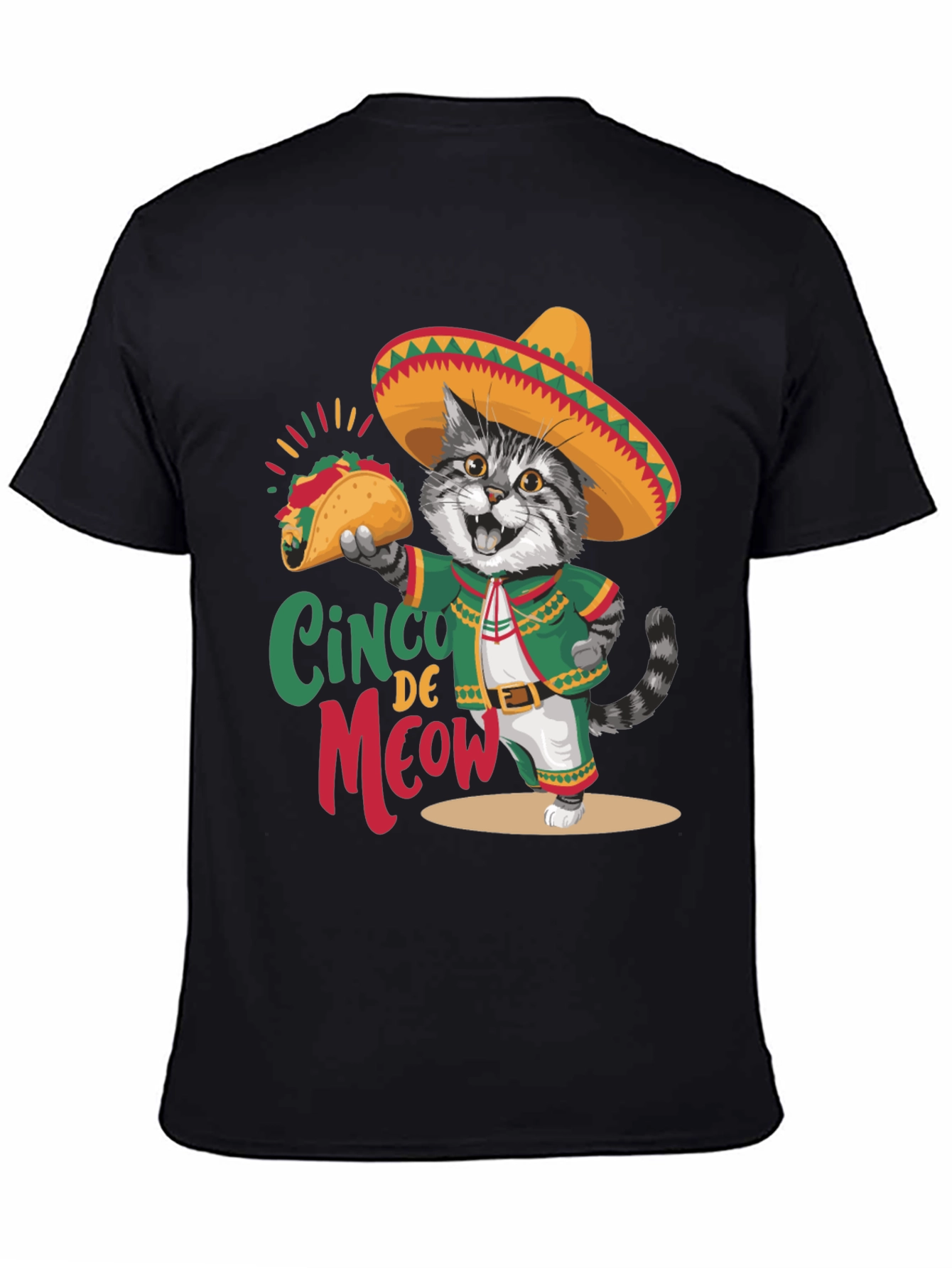 Cinco de Meow T-Shirt - Cat with Taco!