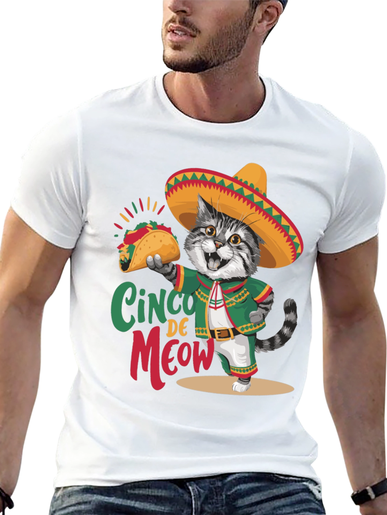 Cinco de Meow T-Shirt - Cat with Taco!