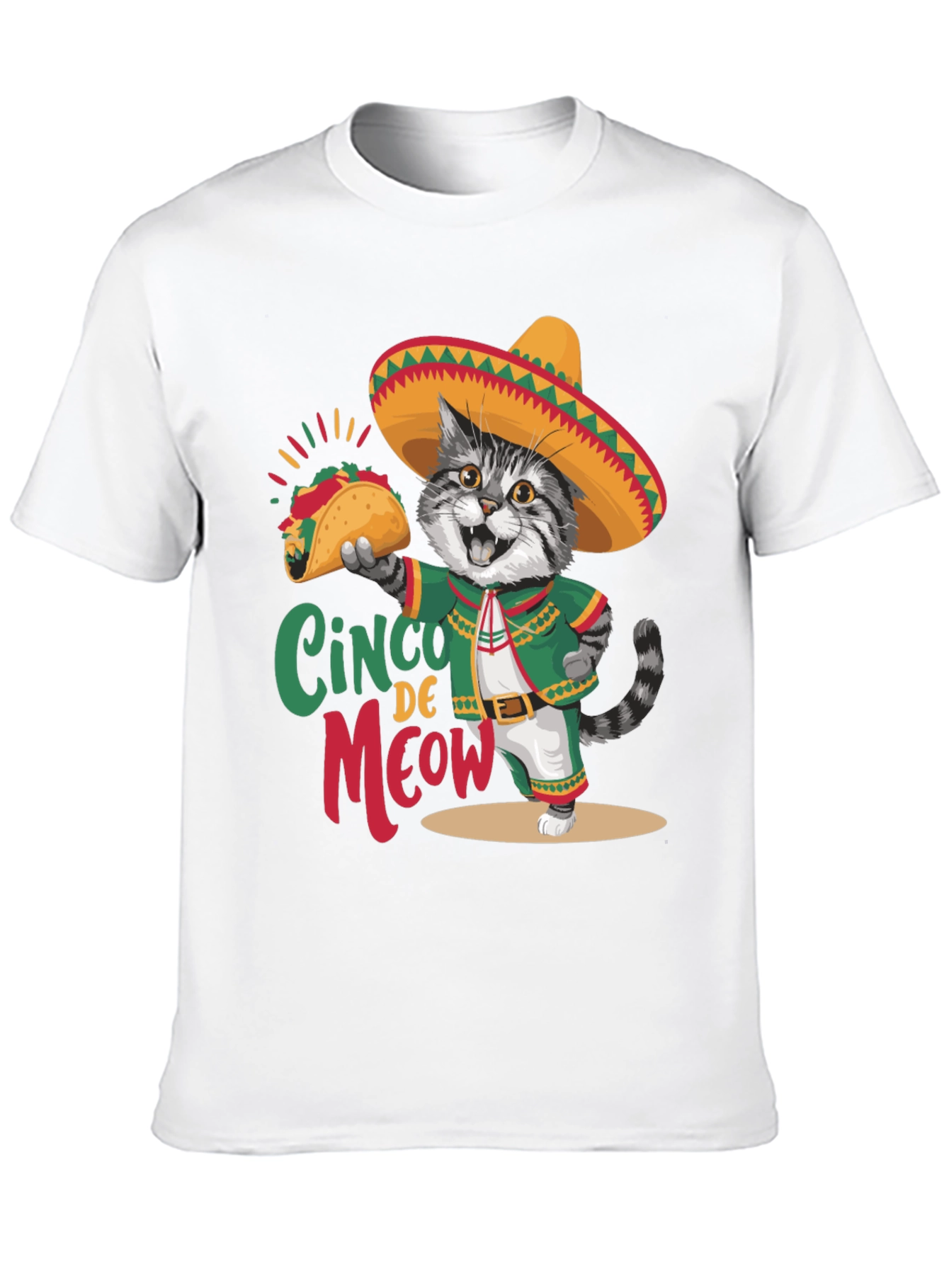 Cinco de Meow T-Shirt - Cat with Taco!