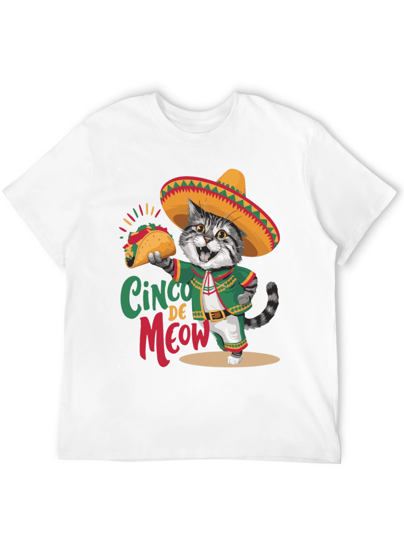 Cinco de Meow T-Shirt - Cat with Taco!