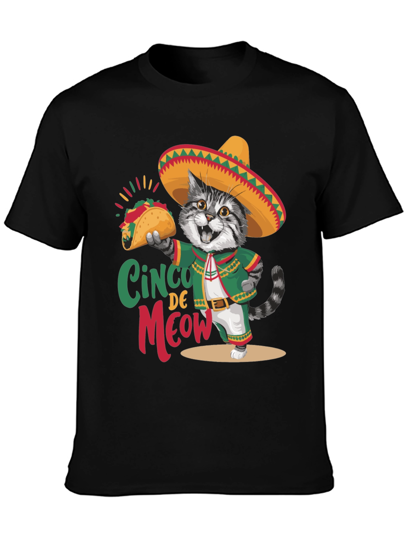 Cinco de Meow T-Shirt - Cat with Taco!
