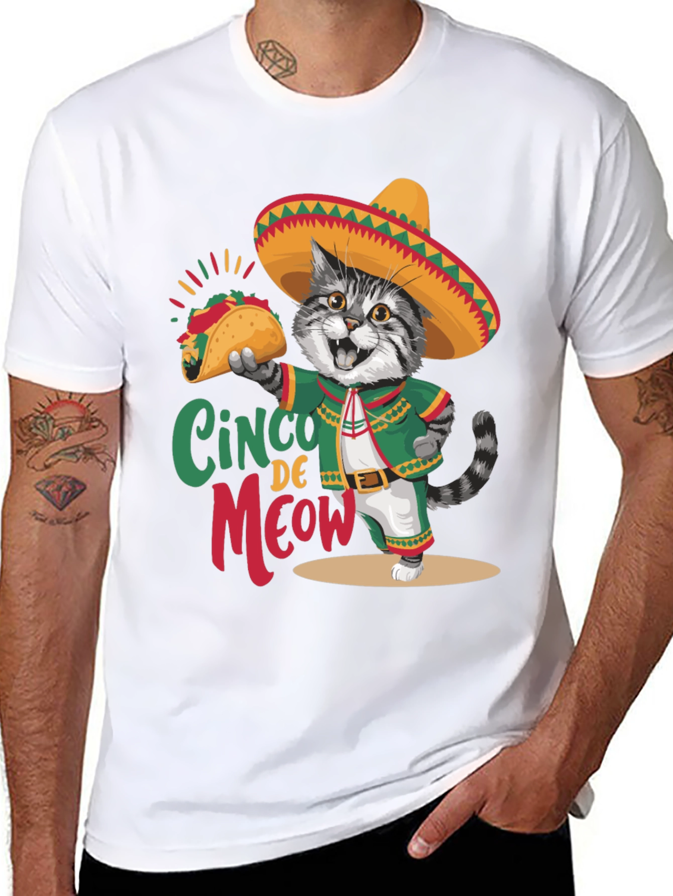 Cinco de Meow T-Shirt - Cat with Taco!