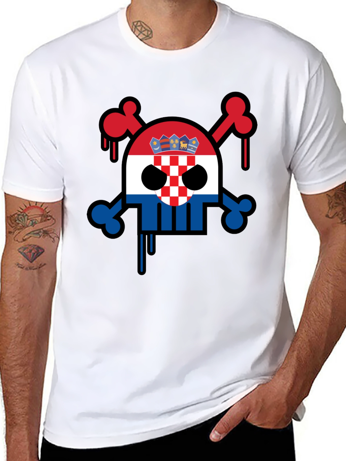 Croatian Flag Skull Graphic Tee
