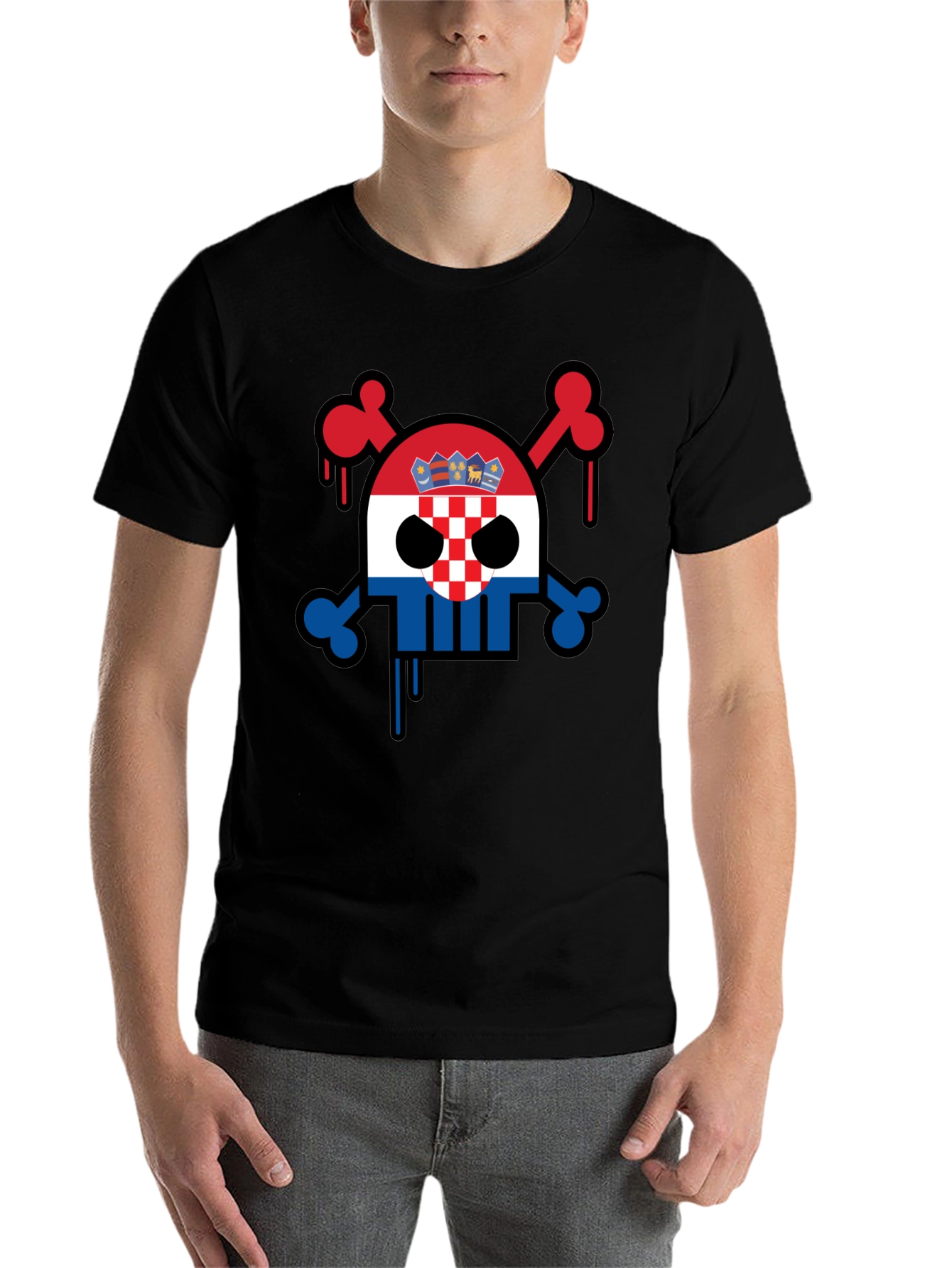 Croatian Flag Skull Graphic Tee
