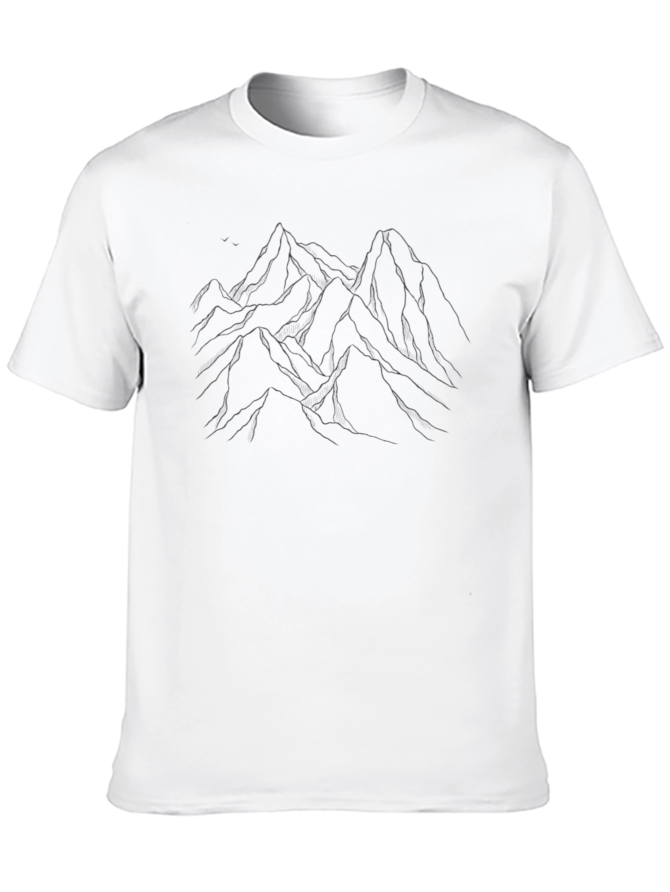 Minimalist Mountain Outline Graphic Tee - Black