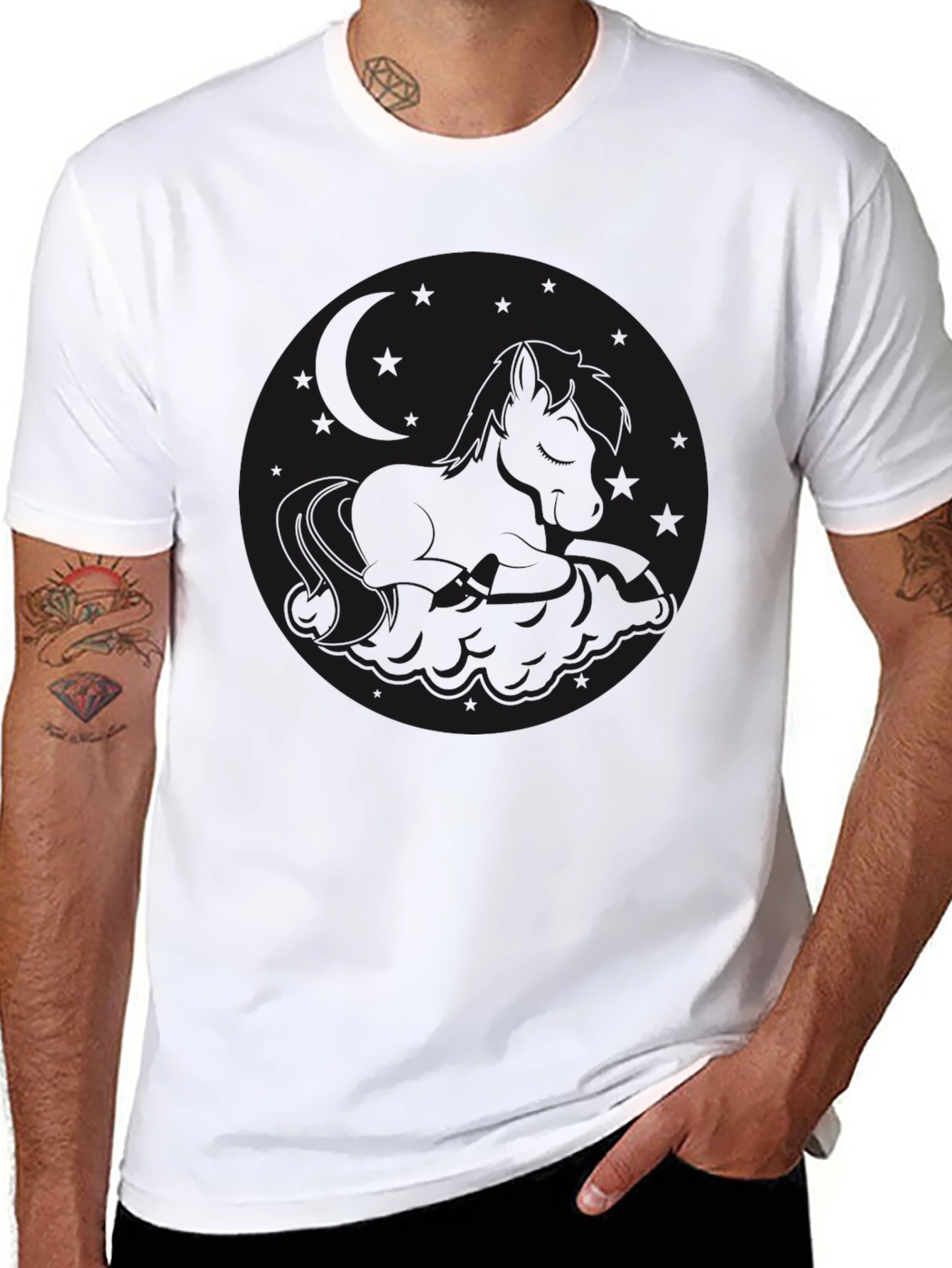 Black Graphic Tee - Round Design