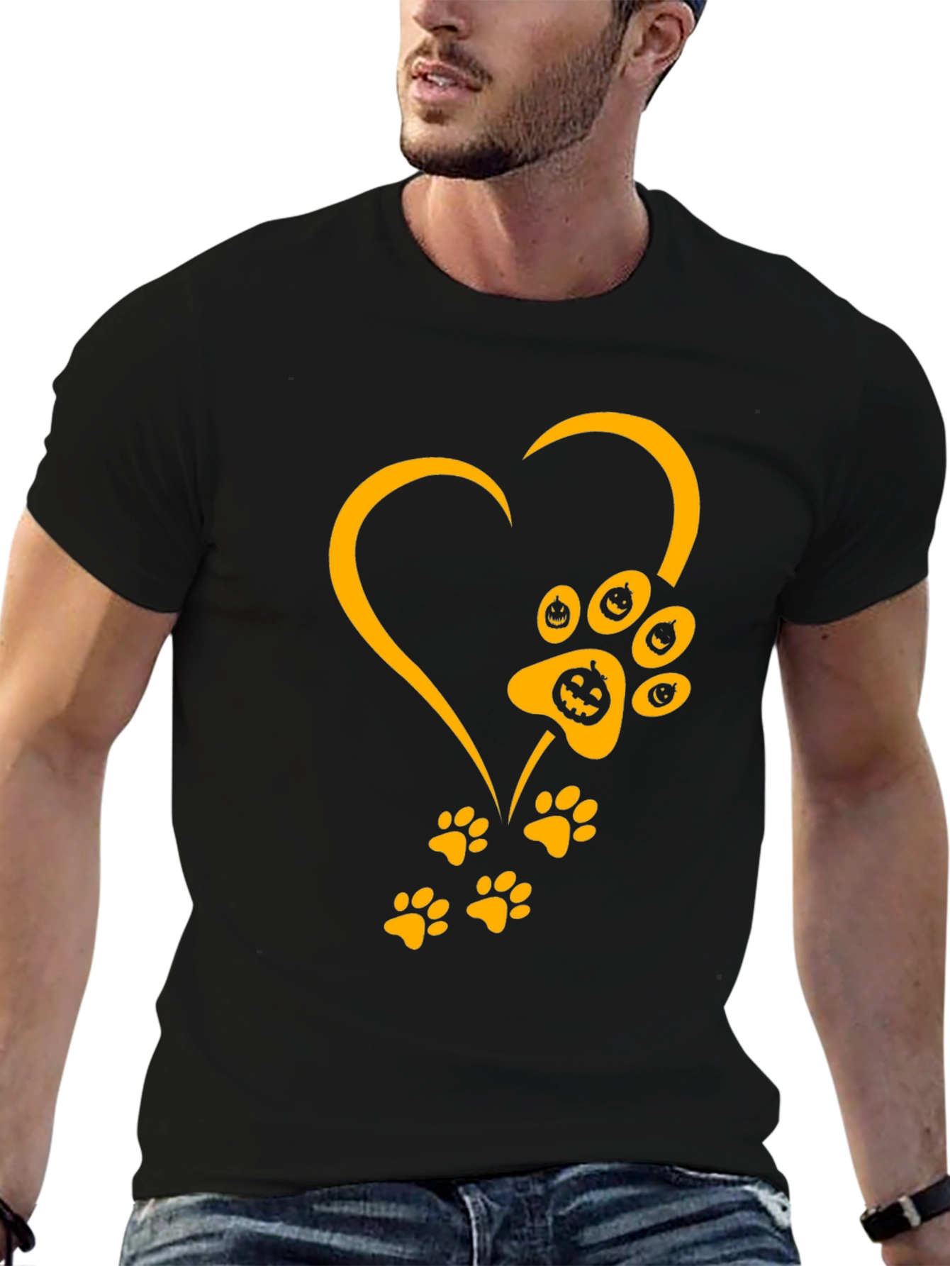 Halloween Dog Paw Heart T-Shirt