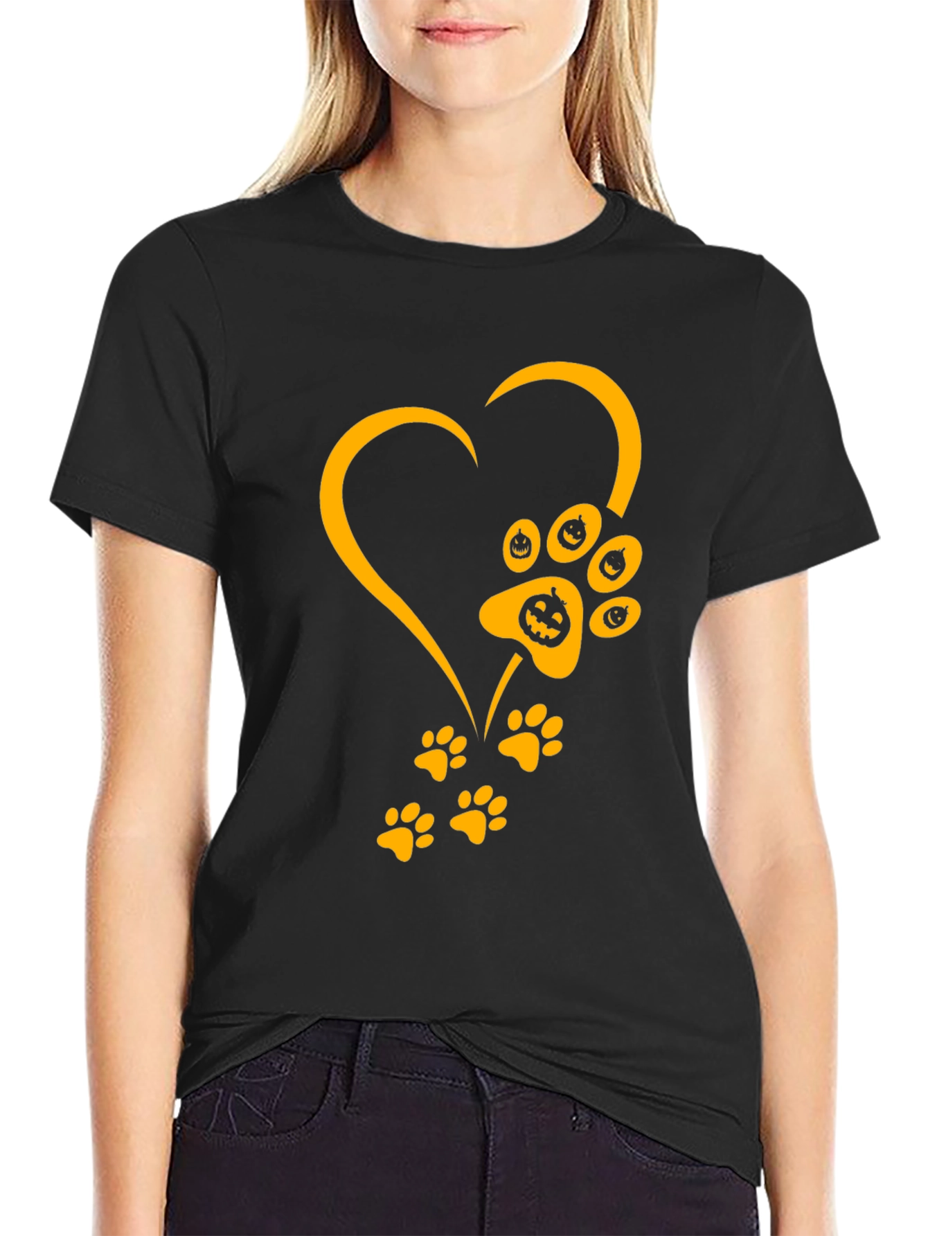 Halloween Dog Paw Heart T-Shirt