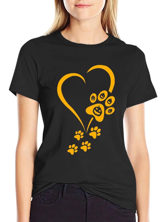 Halloween Dog Paw Heart T-Shirt