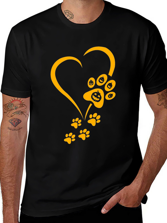 Halloween Dog Paw Heart T-Shirt