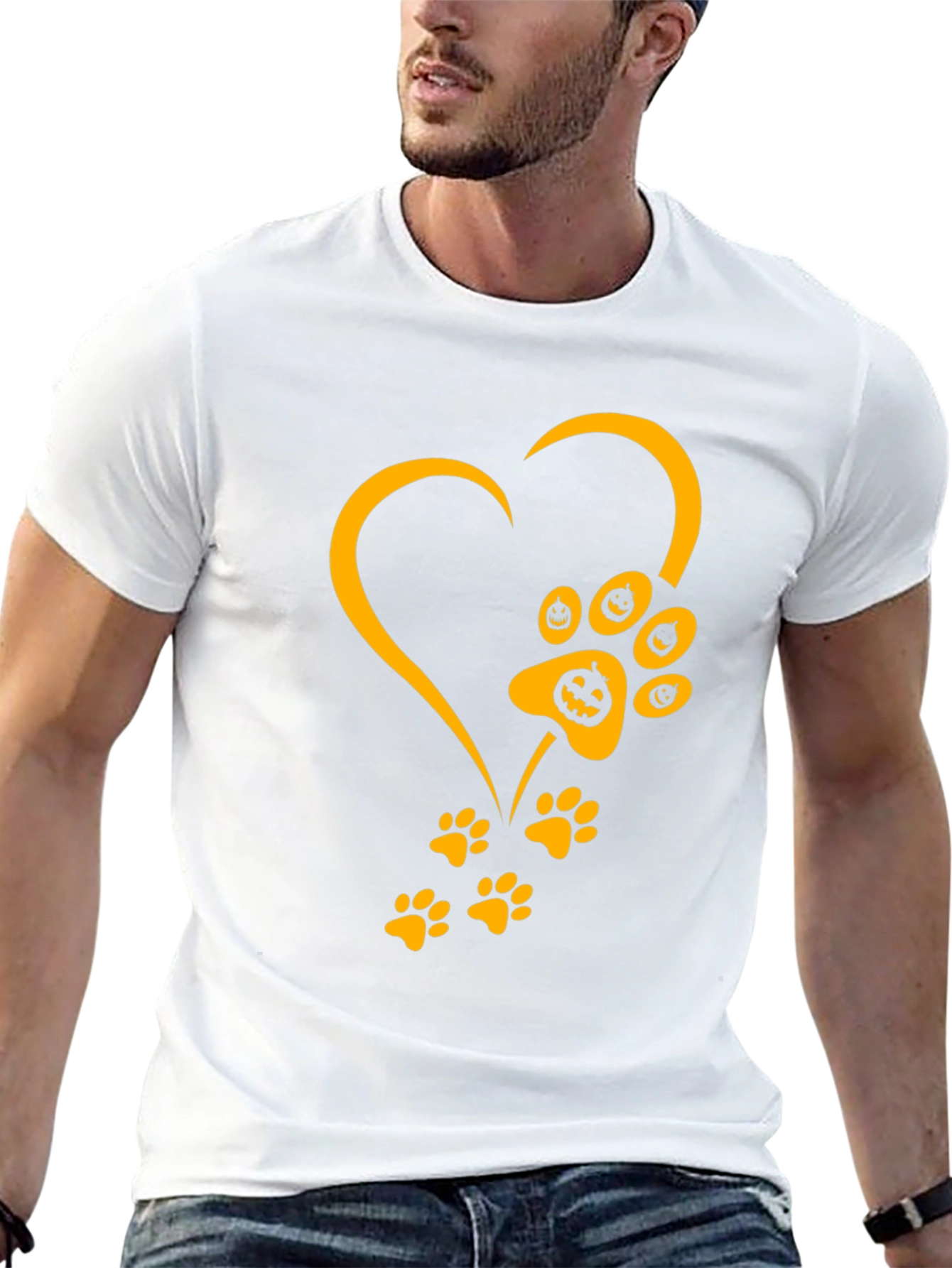 Halloween Dog Paw Heart T-Shirt