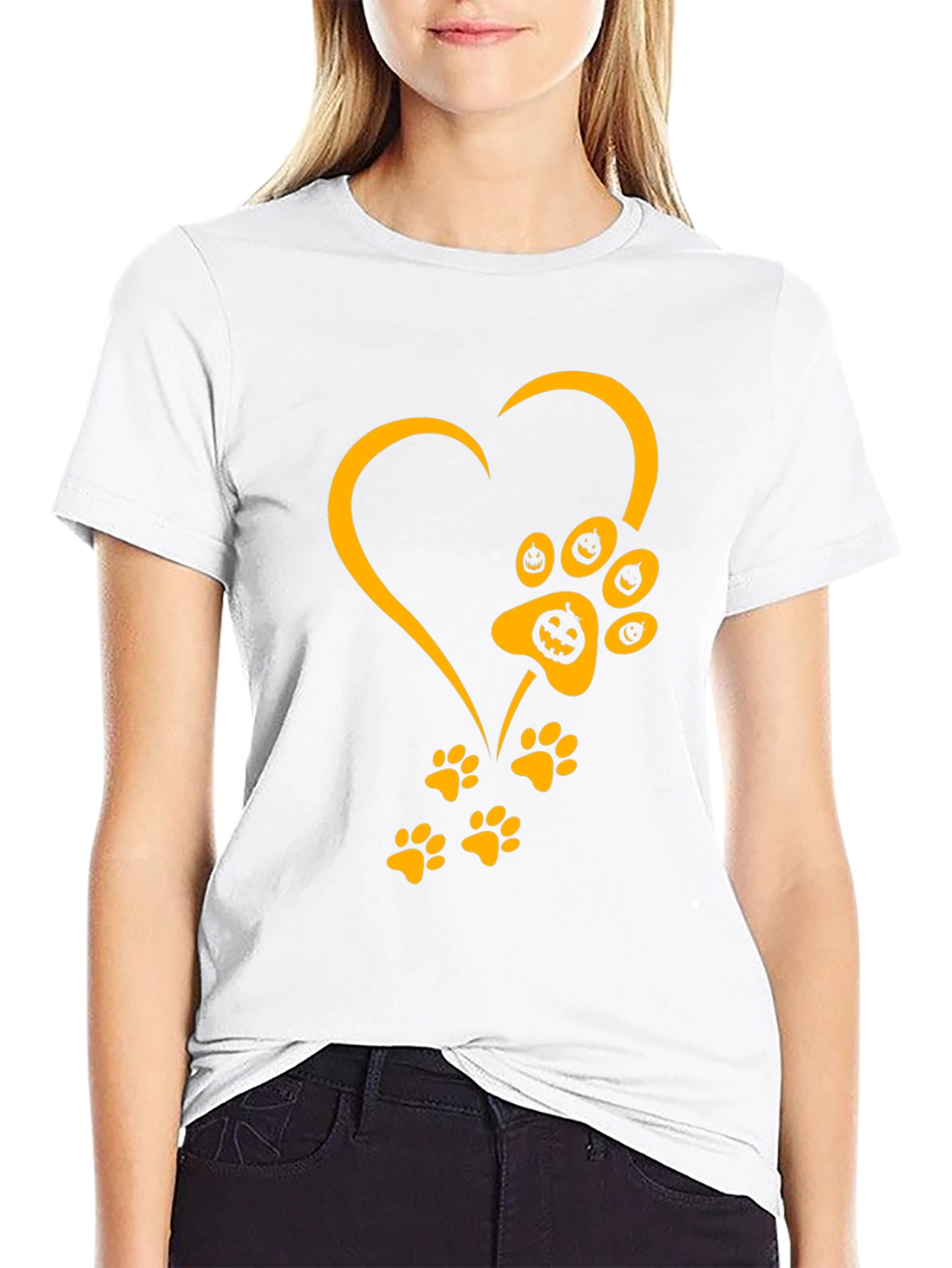 Halloween Dog Paw Heart T-Shirt