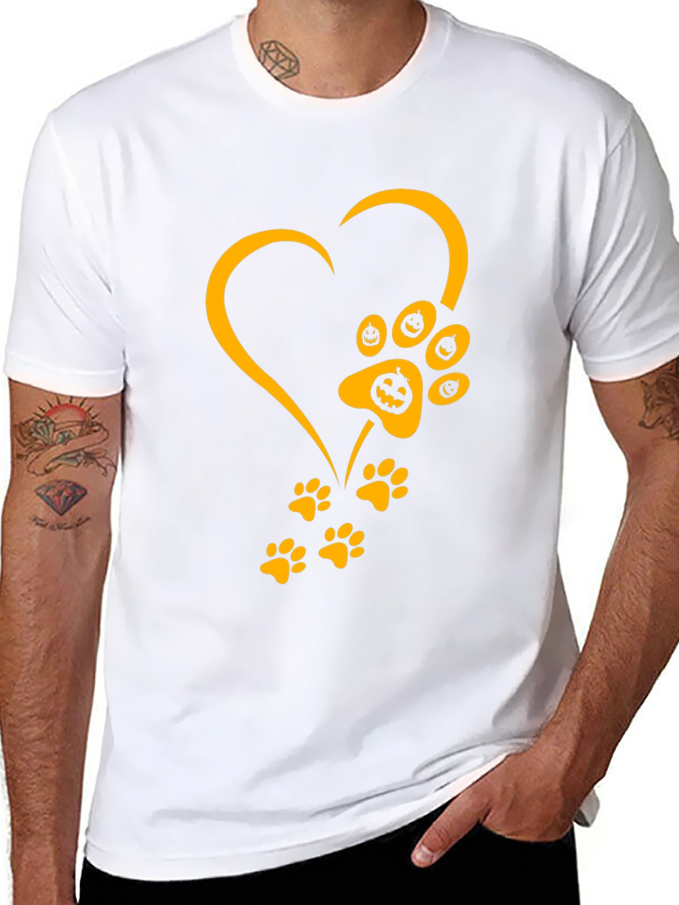 Halloween Dog Paw Heart T-Shirt