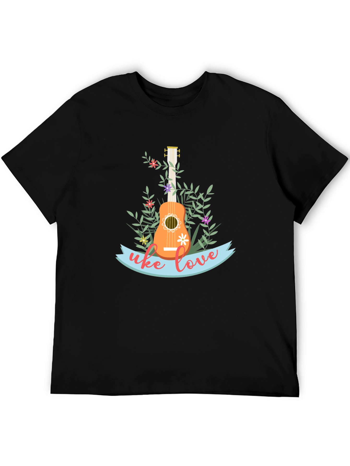 Uke Love Graphic Tee - Floral Ukulele Design