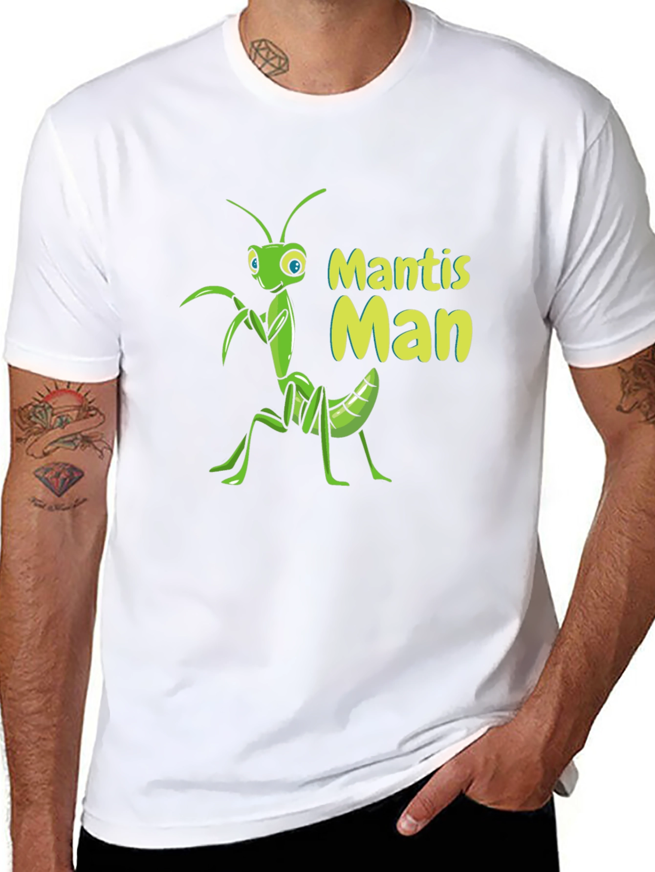 Mantis Man Graphic Tee - Cool Insect Design