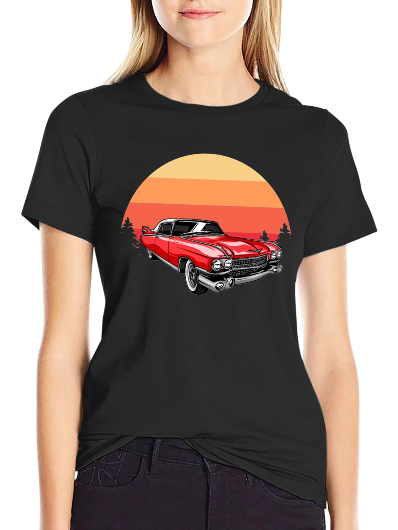 Classic Car Sunset Graphic T-Shirt