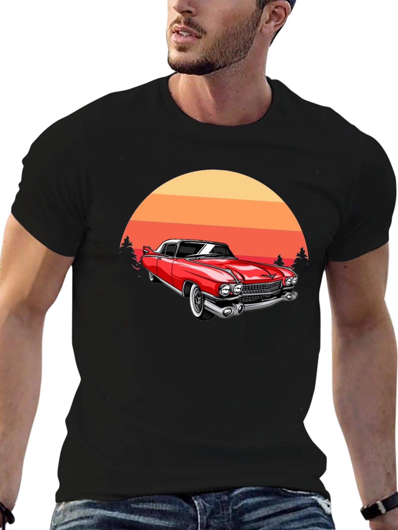 Classic Car Sunset Graphic T-Shirt
