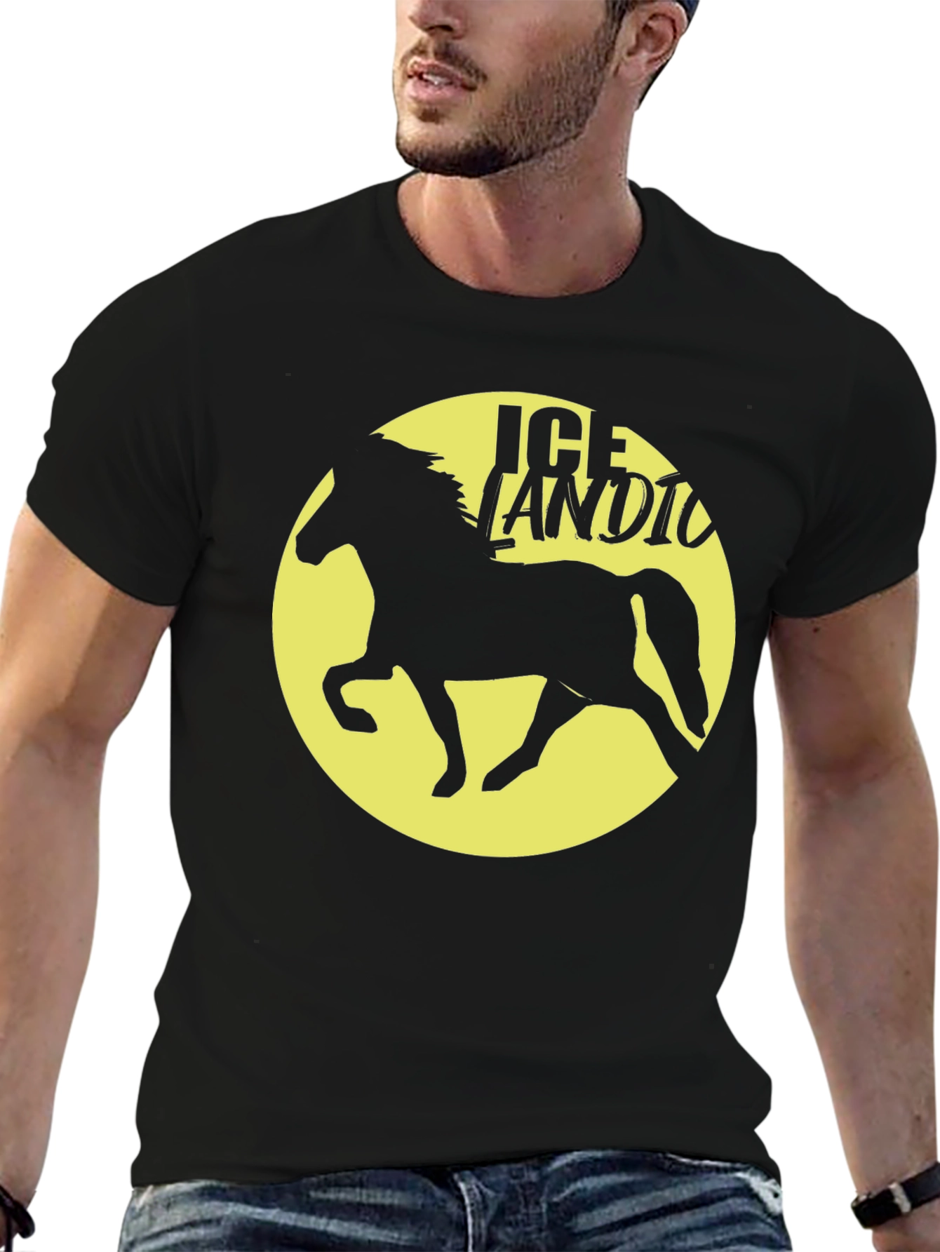 Icelandic Horse Graphic Tee - Black Unisex T-Shirt