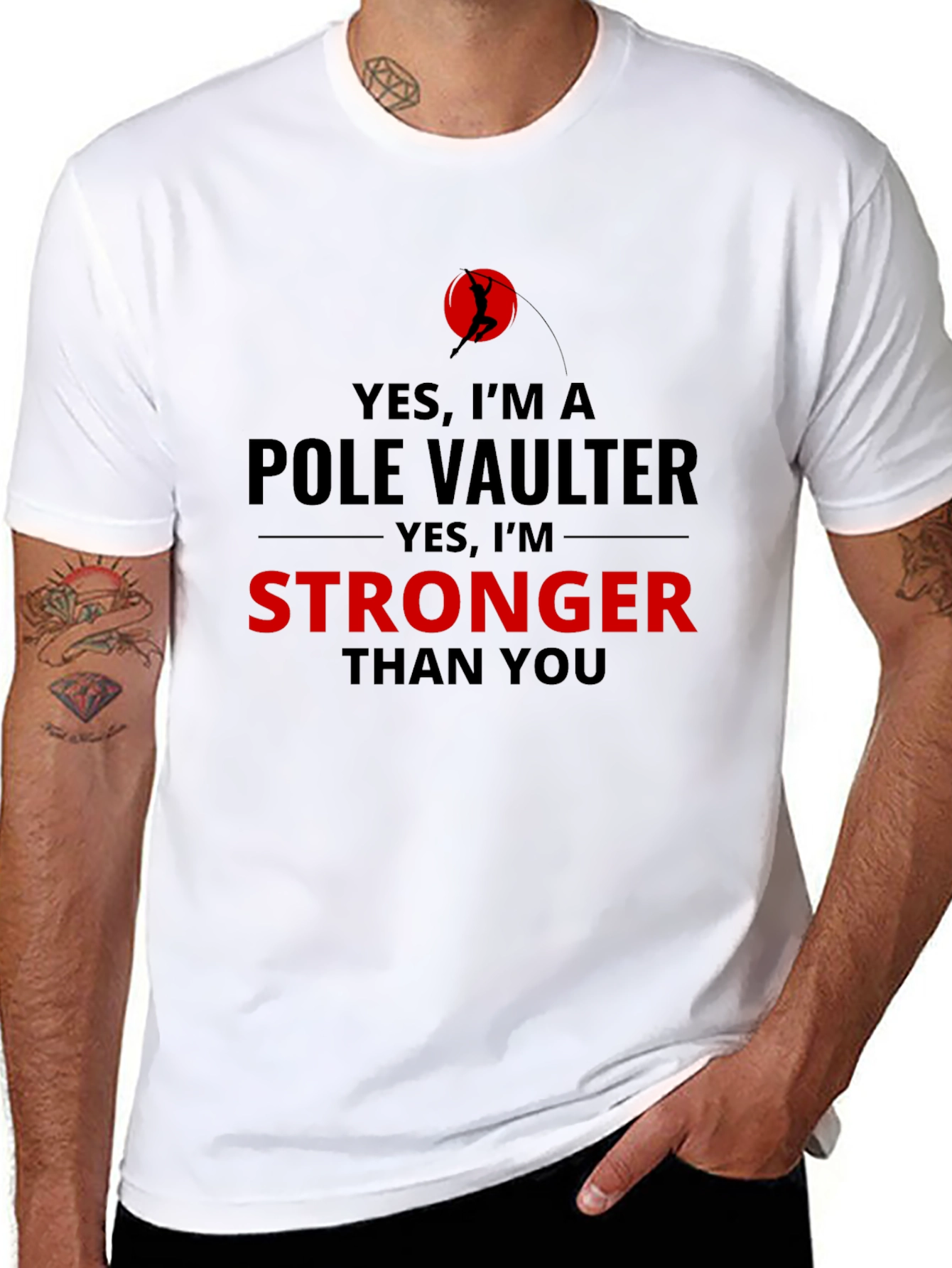 Pole Vaulter Stronger Than You Black T-Shirt