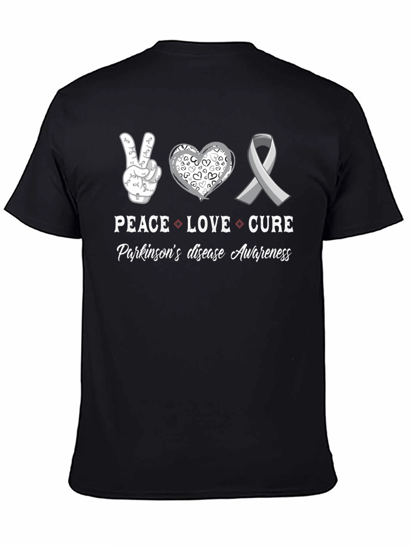 Peace Love Cure Parkinsons Disease Awareness T-Shirt