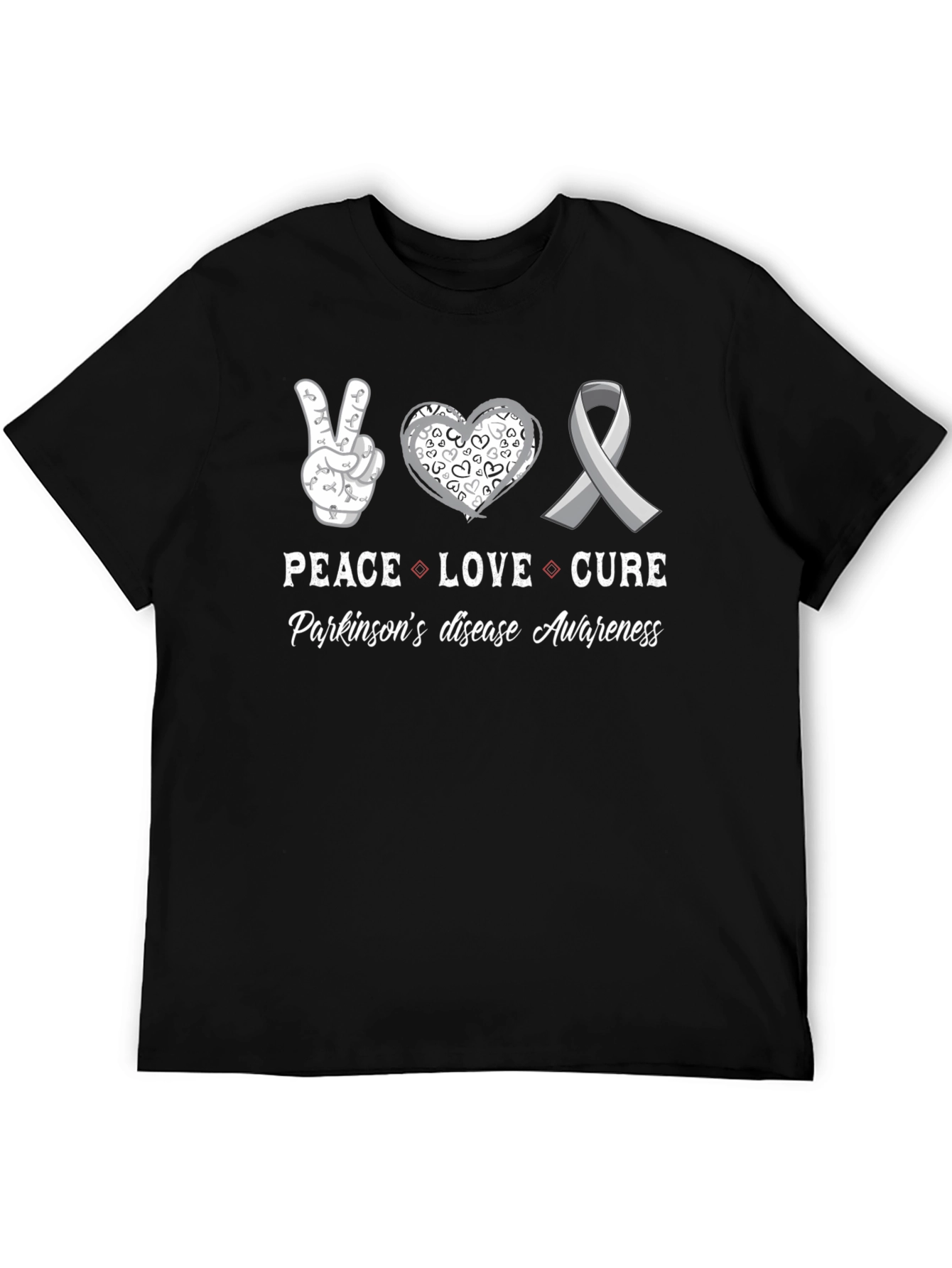 Peace Love Cure Parkinsons Disease Awareness T-Shirt