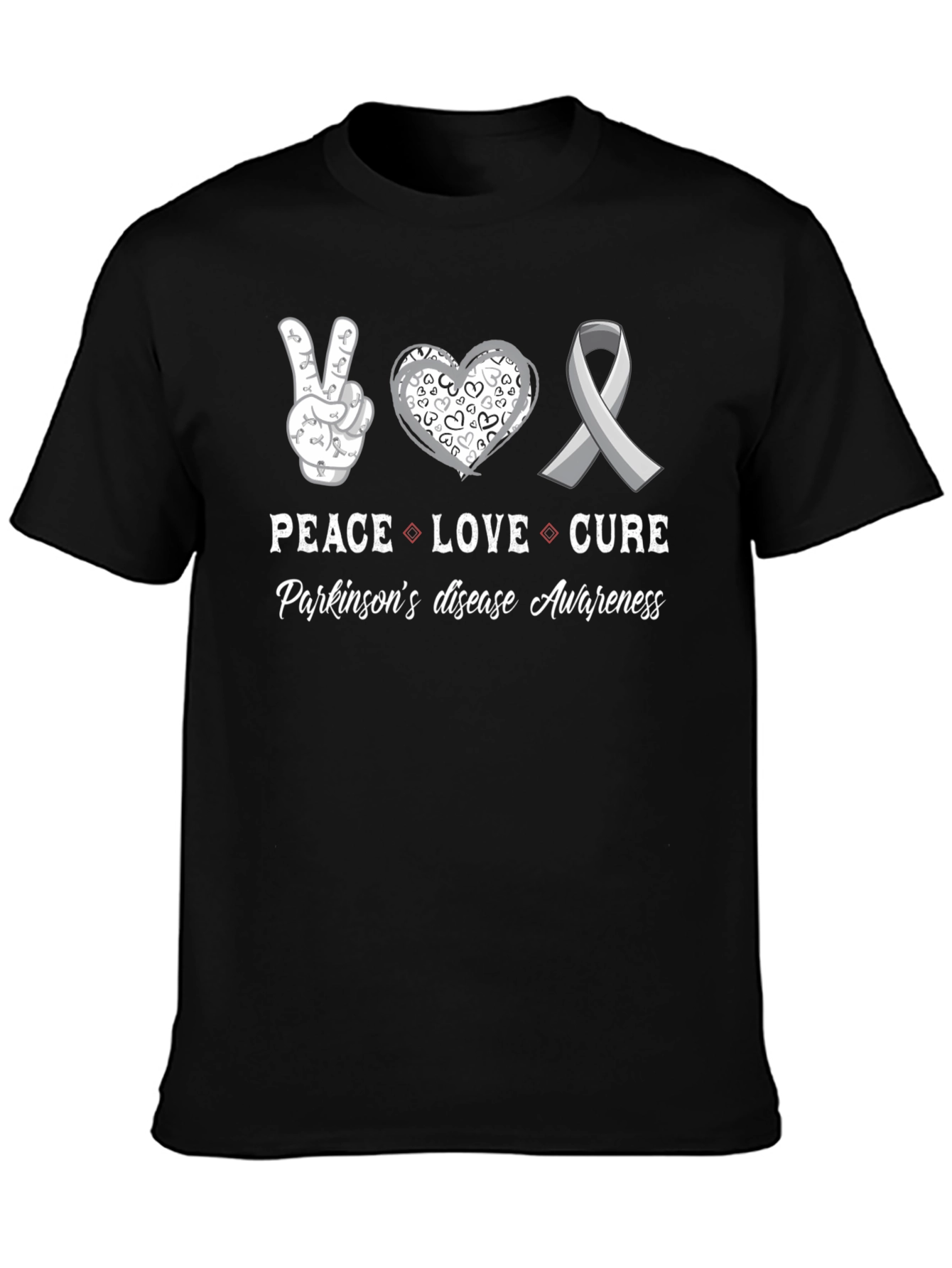 Peace Love Cure Parkinsons Disease Awareness T-Shirt