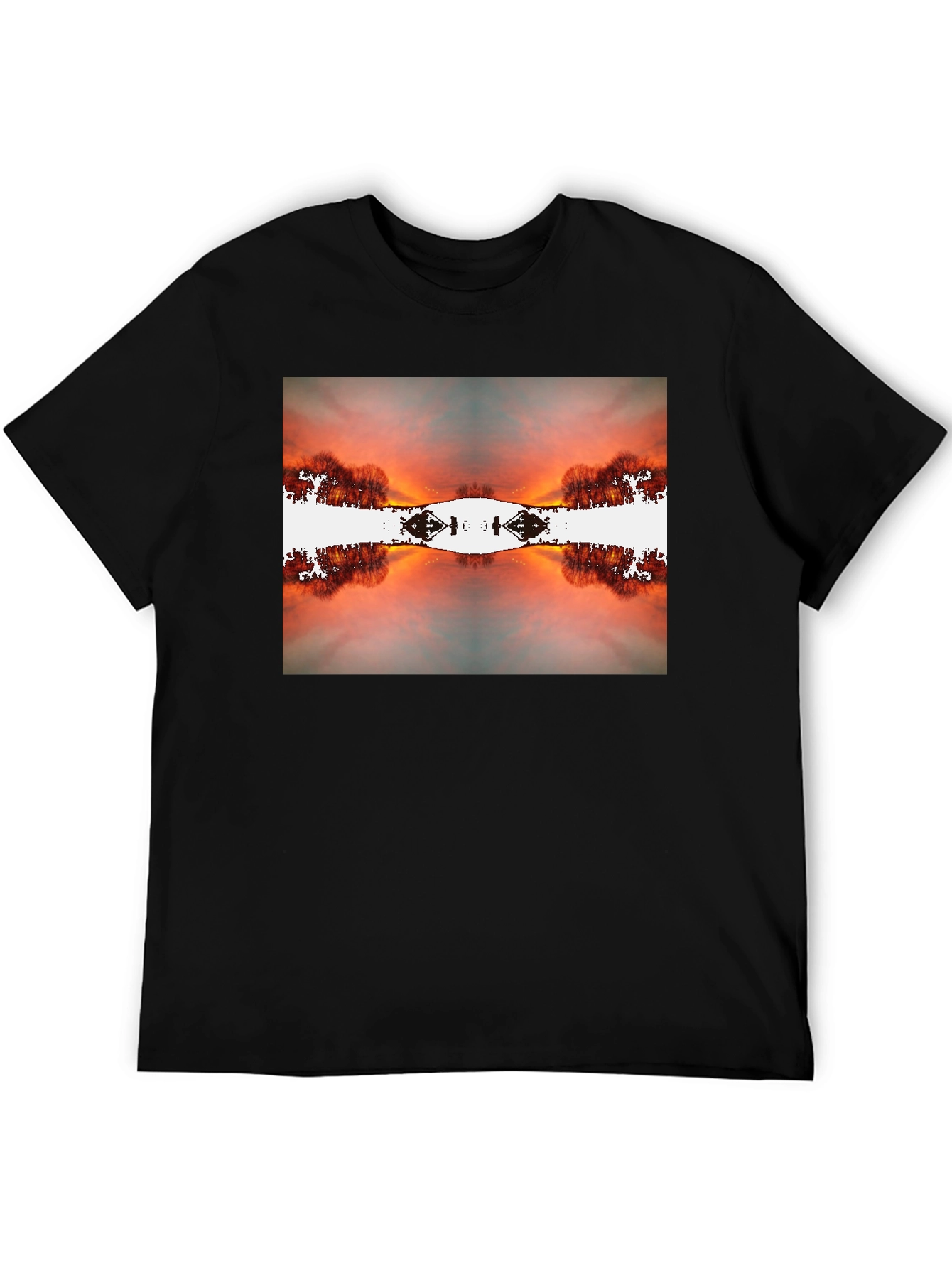 Sunset Reflection Graphic Tee - Black Cotton Blend