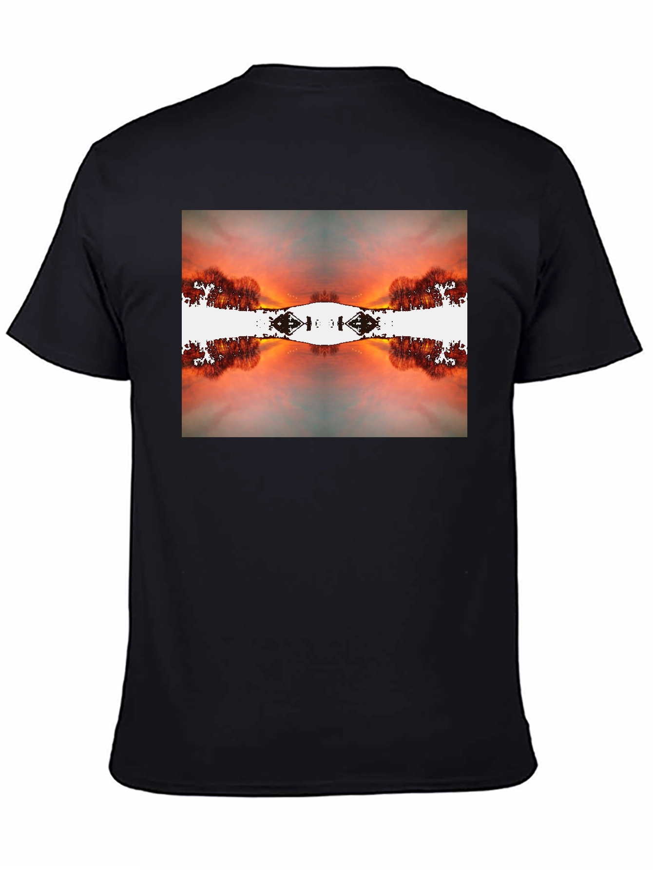Sunset Reflection Graphic Tee - Black Cotton Blend