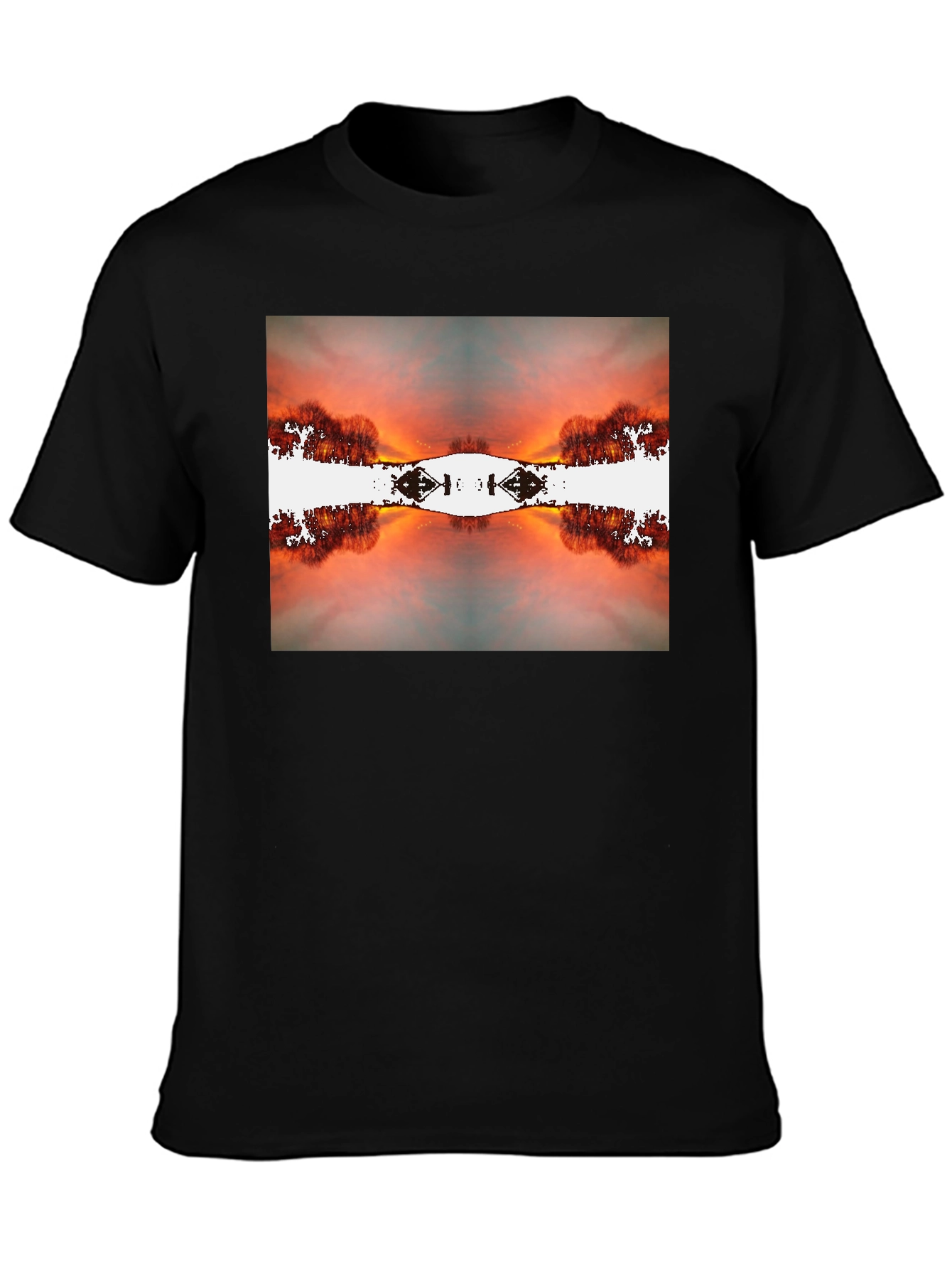 Sunset Reflection Graphic Tee - Black Cotton Blend