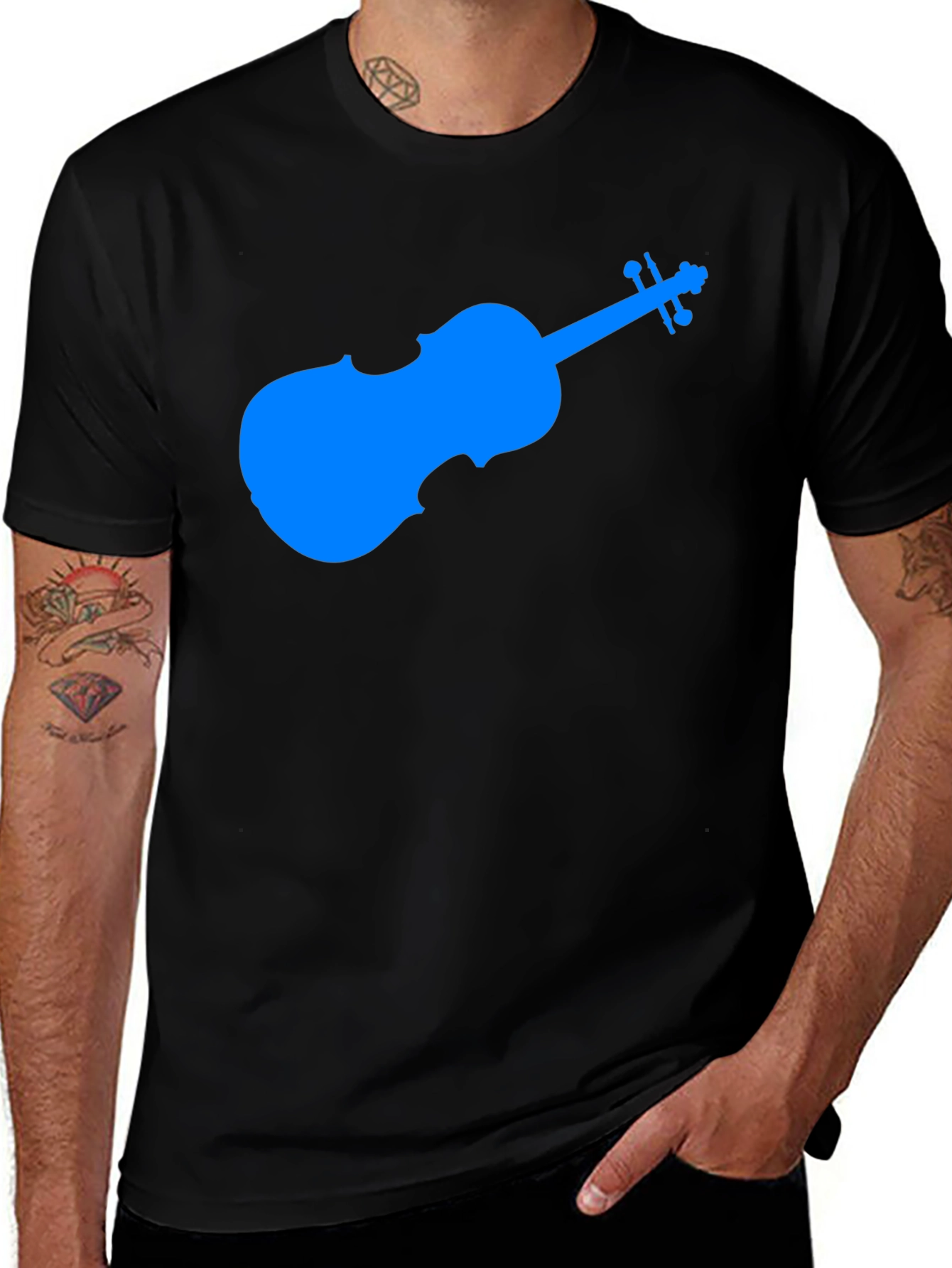 Blue Violin Graphic Tee - Musicians Gift