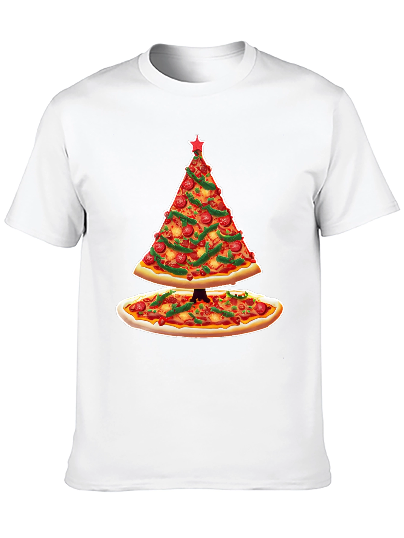 Pizza Christmas Tree T-Shirt - Holiday Apparel