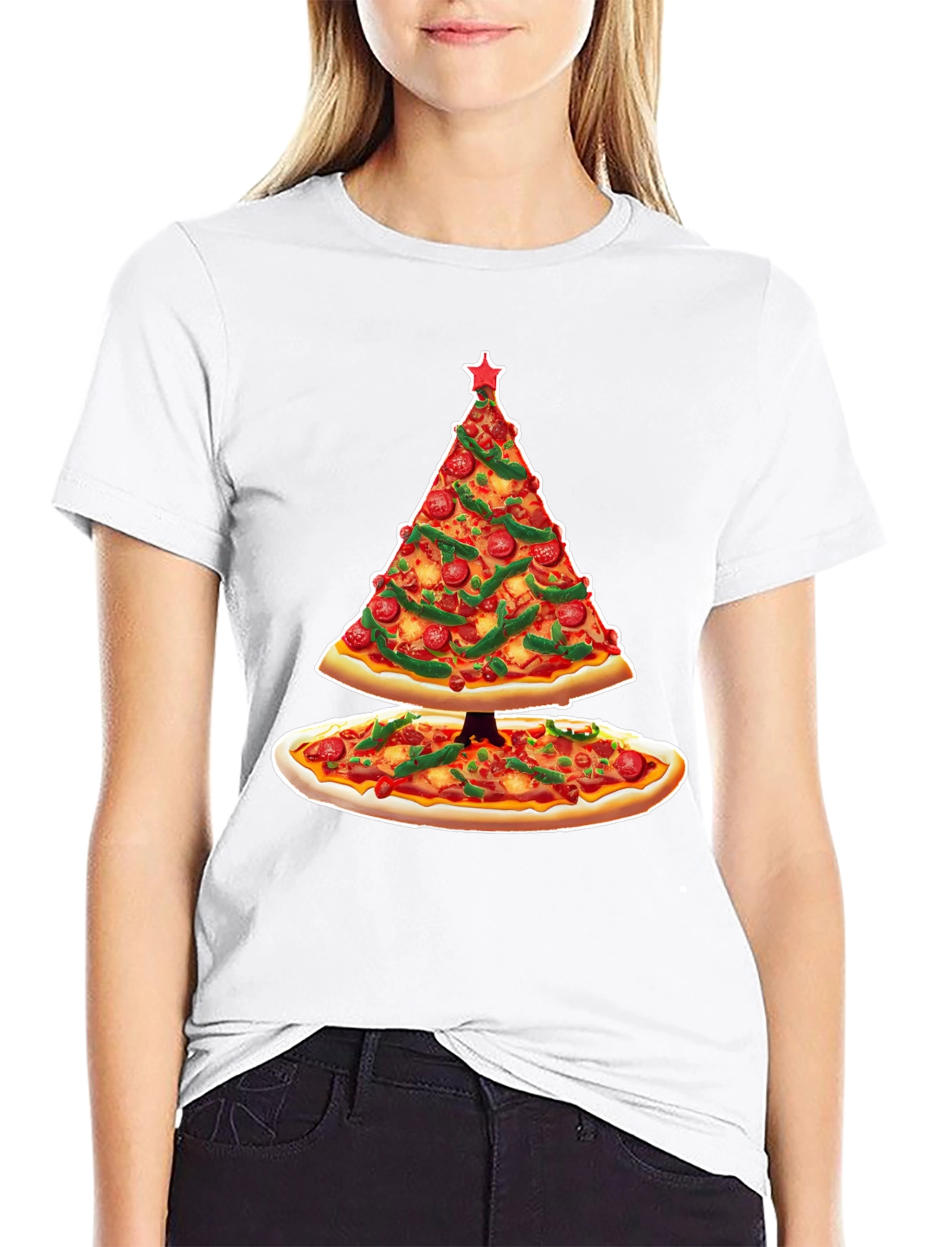Pizza Christmas Tree T-Shirt - Holiday Apparel