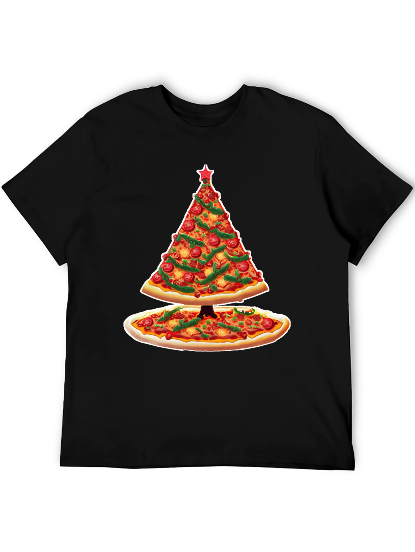 Pizza Christmas Tree T-Shirt - Holiday Apparel