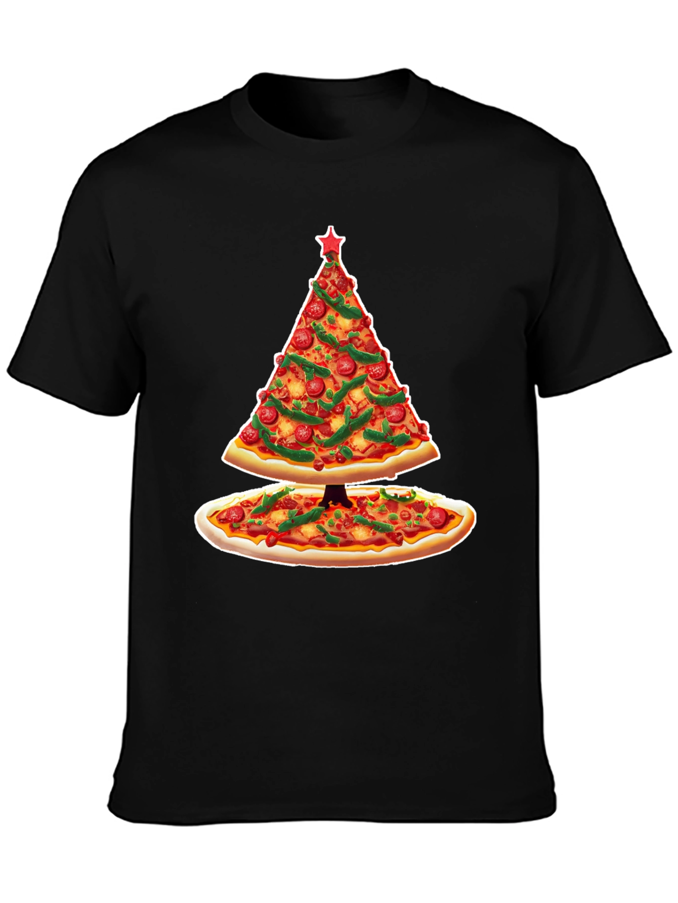 Pizza Christmas Tree T-Shirt - Holiday Apparel