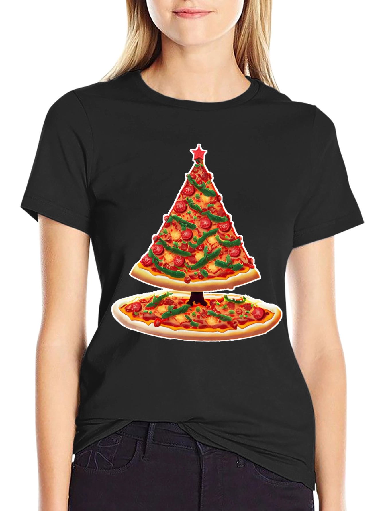 Pizza Christmas Tree T-Shirt - Holiday Apparel