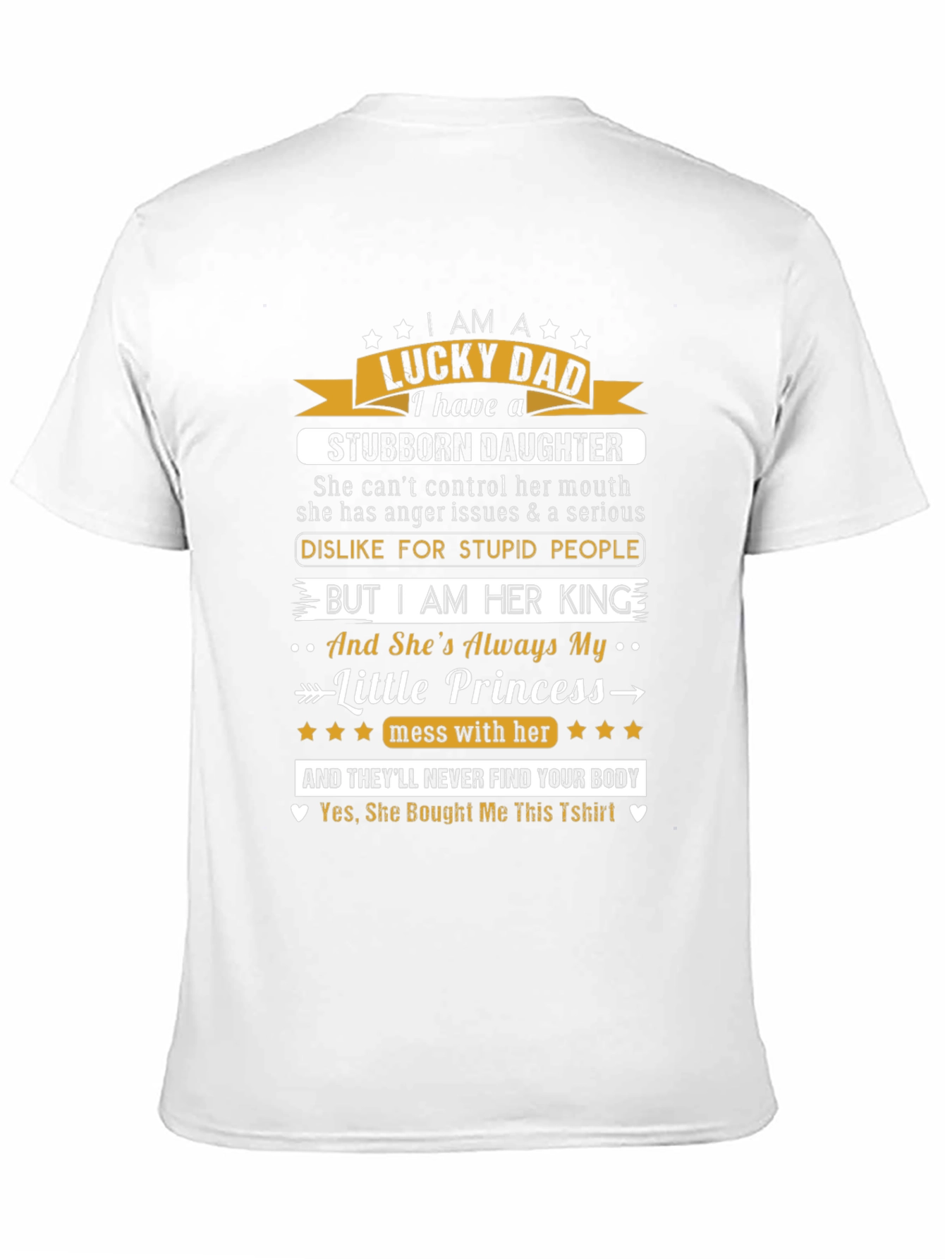 Lucky Dad Stubborn Daughter Black Graphic T-Shirt