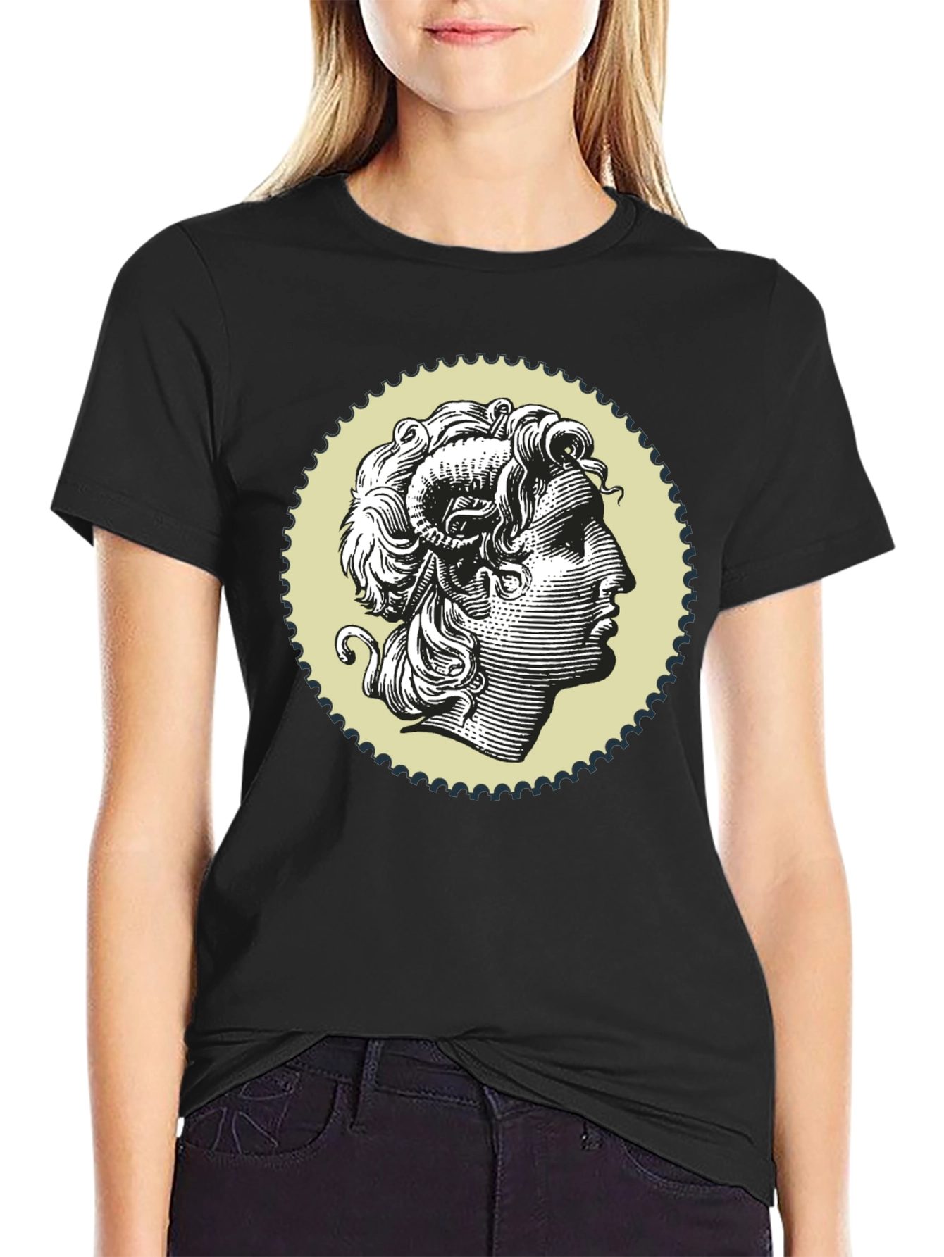Ram Head Graphic Print Black T-Shirt