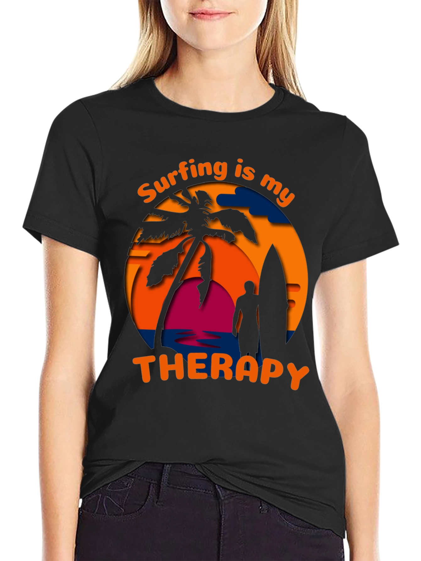 Surfing Is My Therapy Graphic Tee