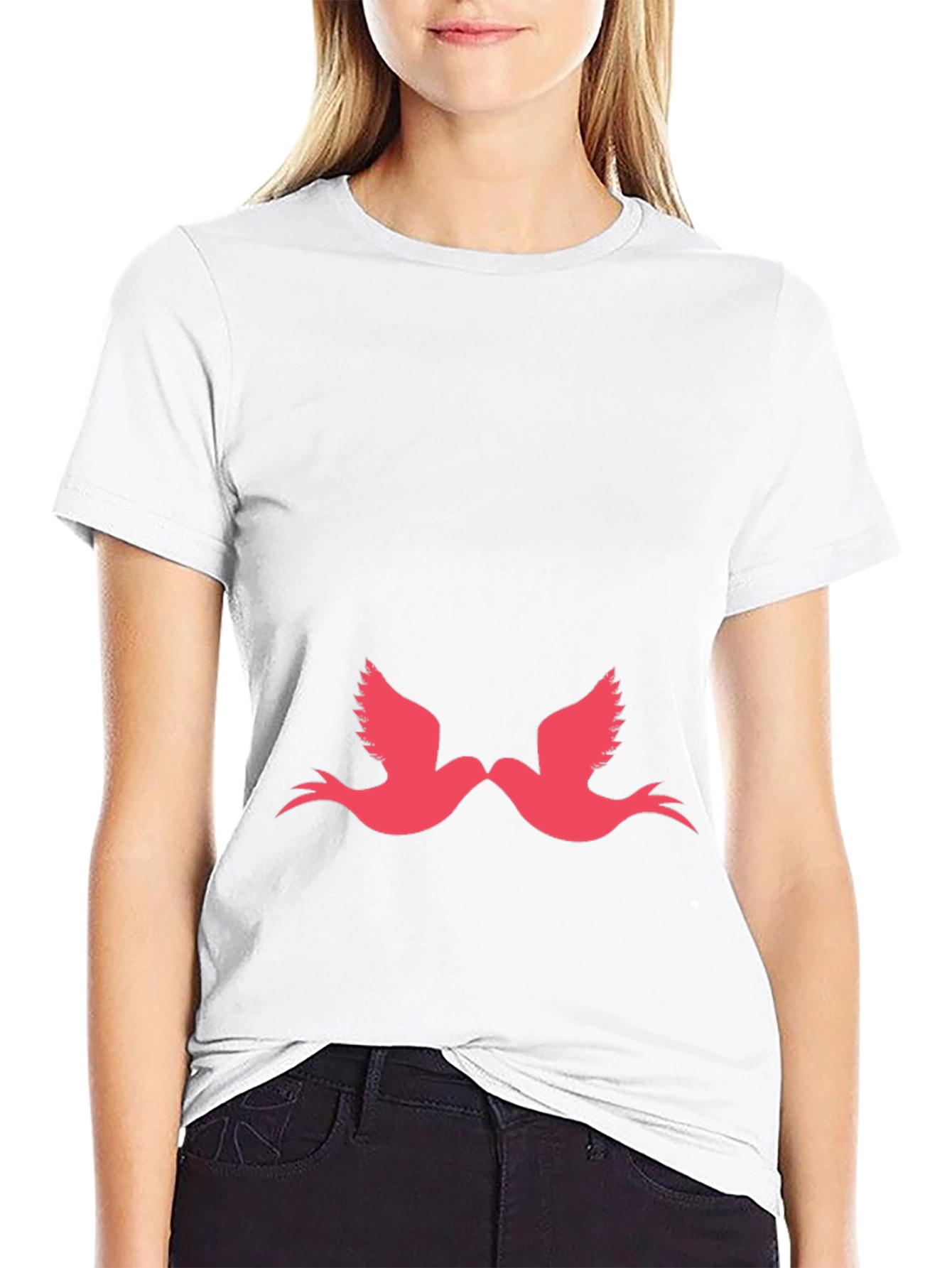 Love Birds Graphic Tee - Black Casual Comfort