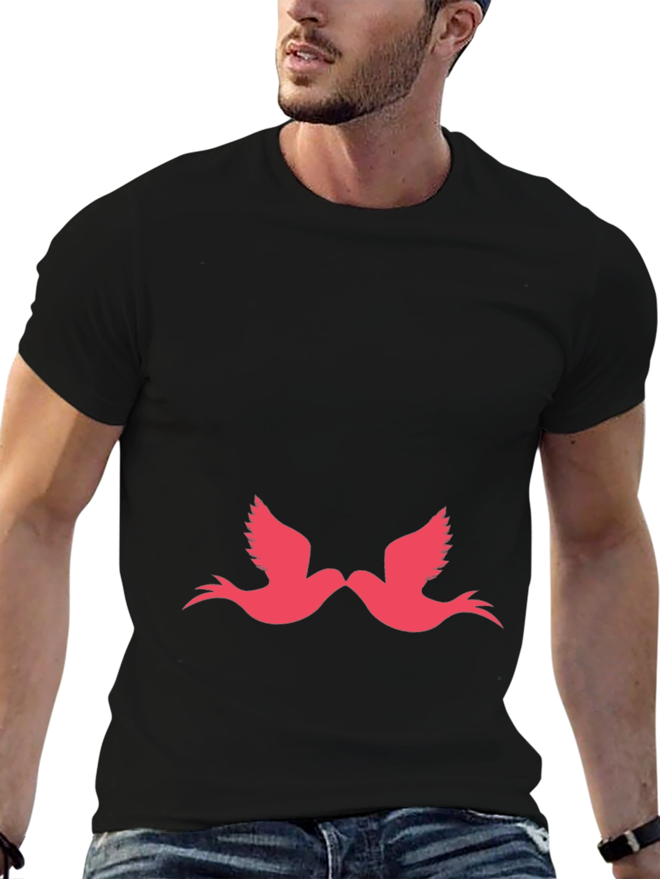 Love Birds Graphic Tee - Black Casual Comfort