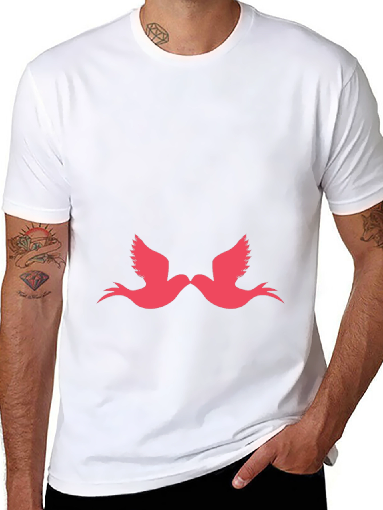 Love Birds Graphic Tee - Black Casual Comfort