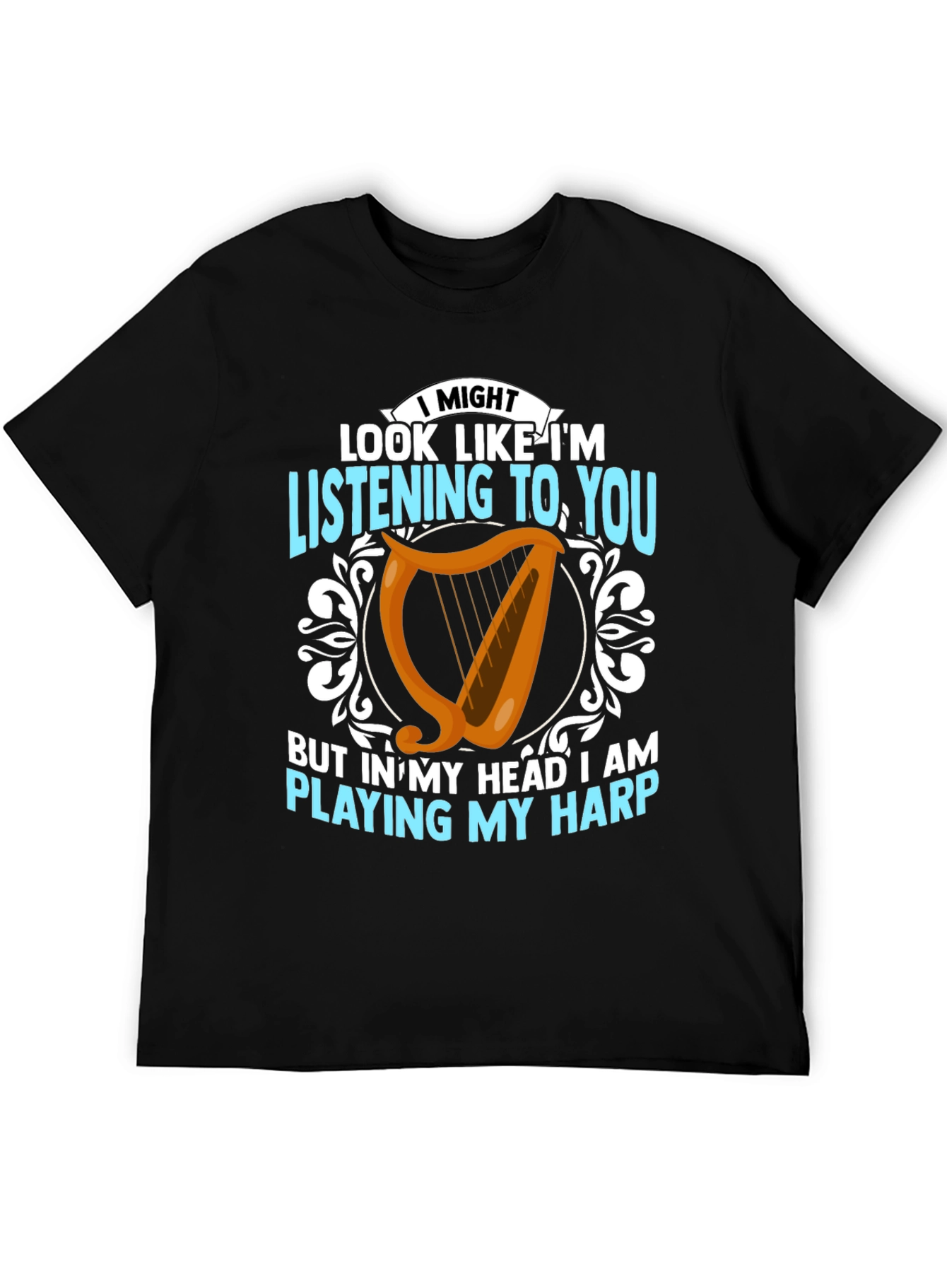 Harp Player T-Shirt - Musical Mind Black Tee